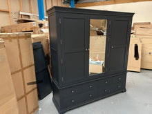 Load image into Gallery viewer, CHANTILLY DUSKY BLACK Grand Triple Wardrobe Quality Furniture Clearance Ltd