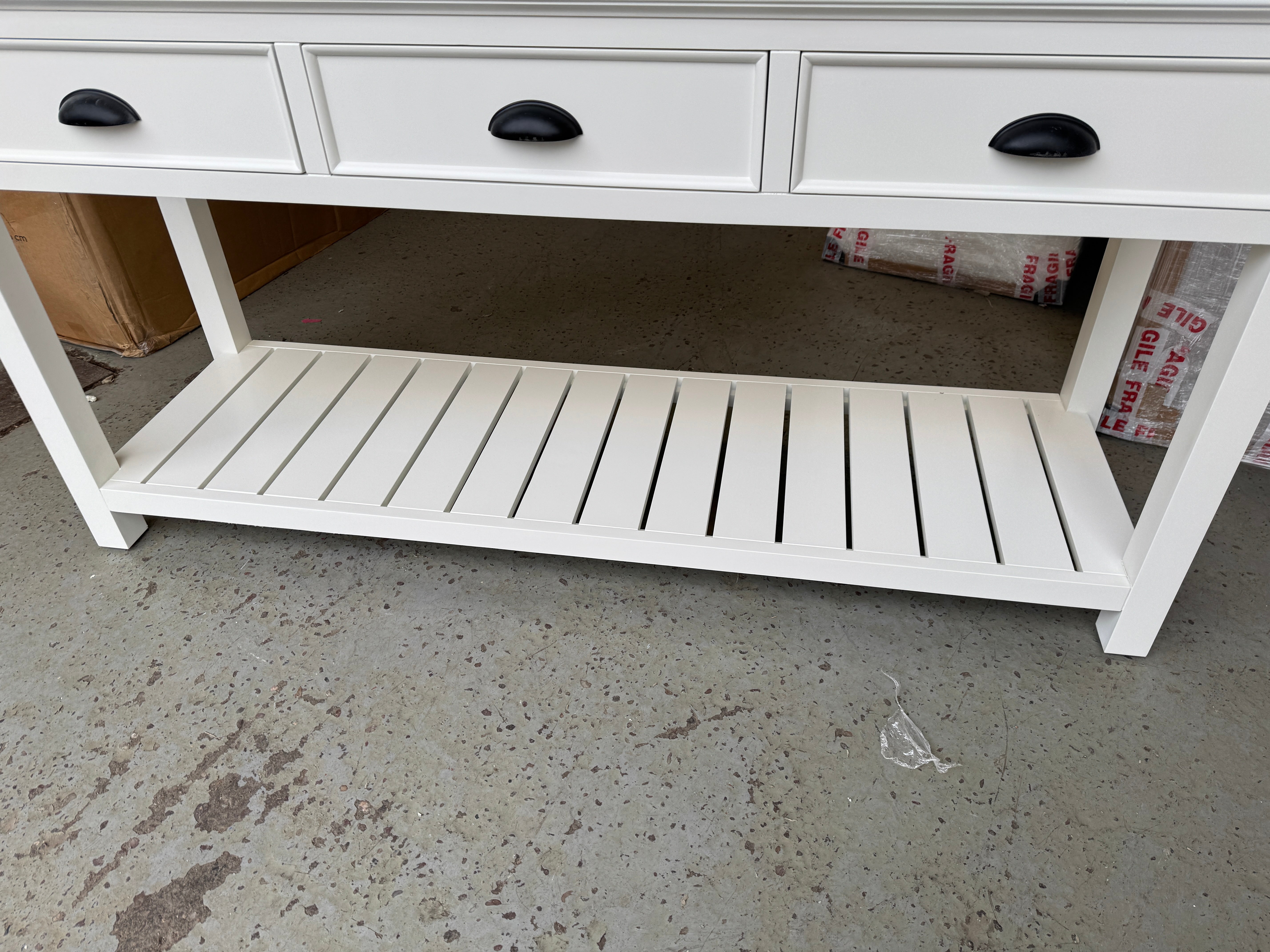 STOW WARM WHITE Extra Large Console Table Quality Furniture Clearance Ltd