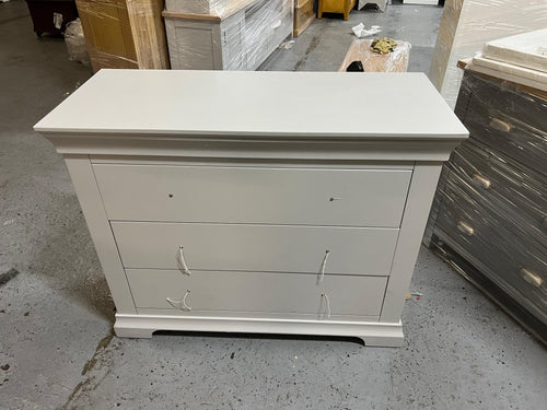 CHANTILLY PEBBLE GREY 3 Drawer Petite Chest Quality Furniture Clearance Ltd