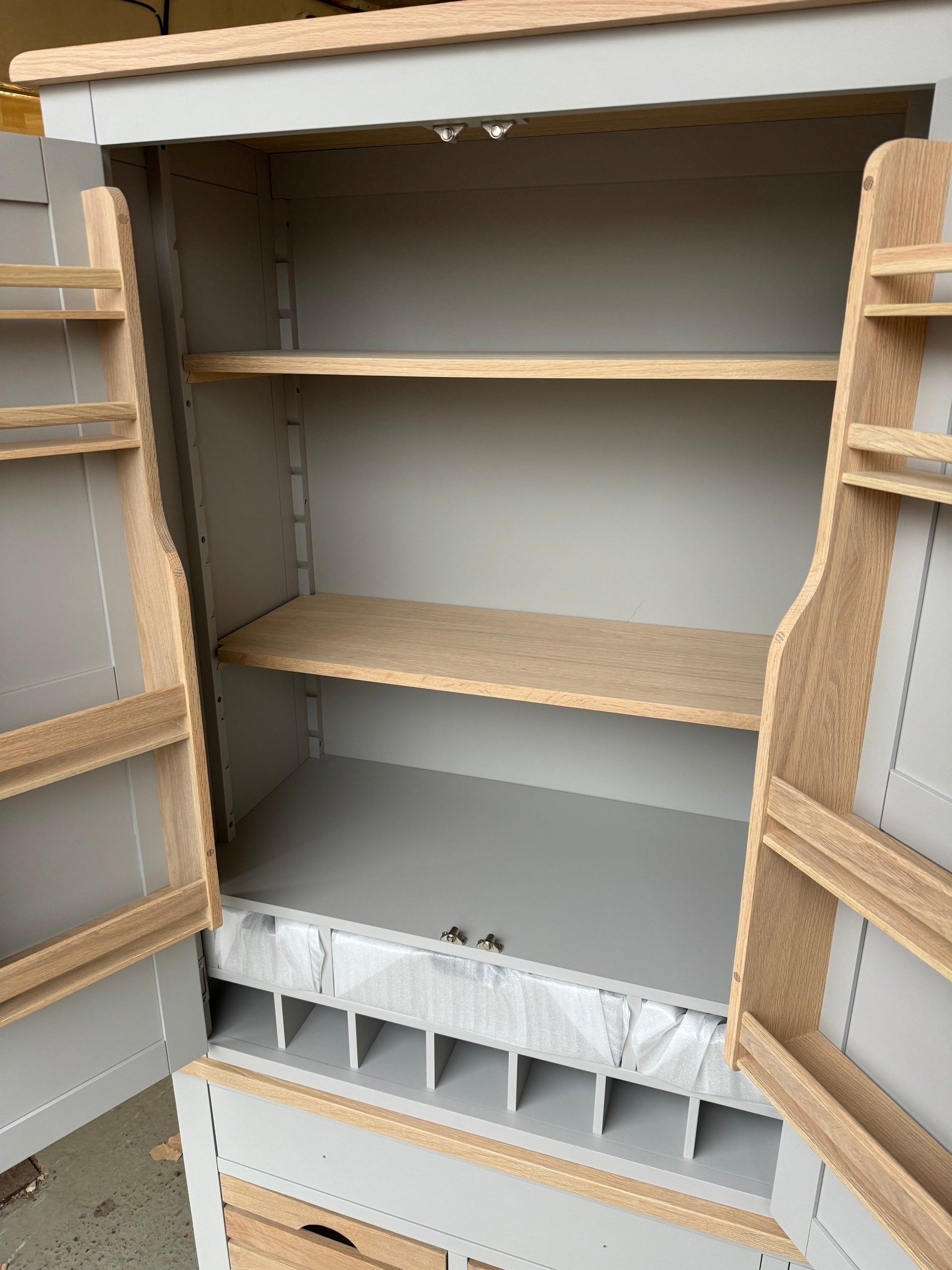 Chester Dove Grey Triple Larder Quality Furniture Clearance Ltd