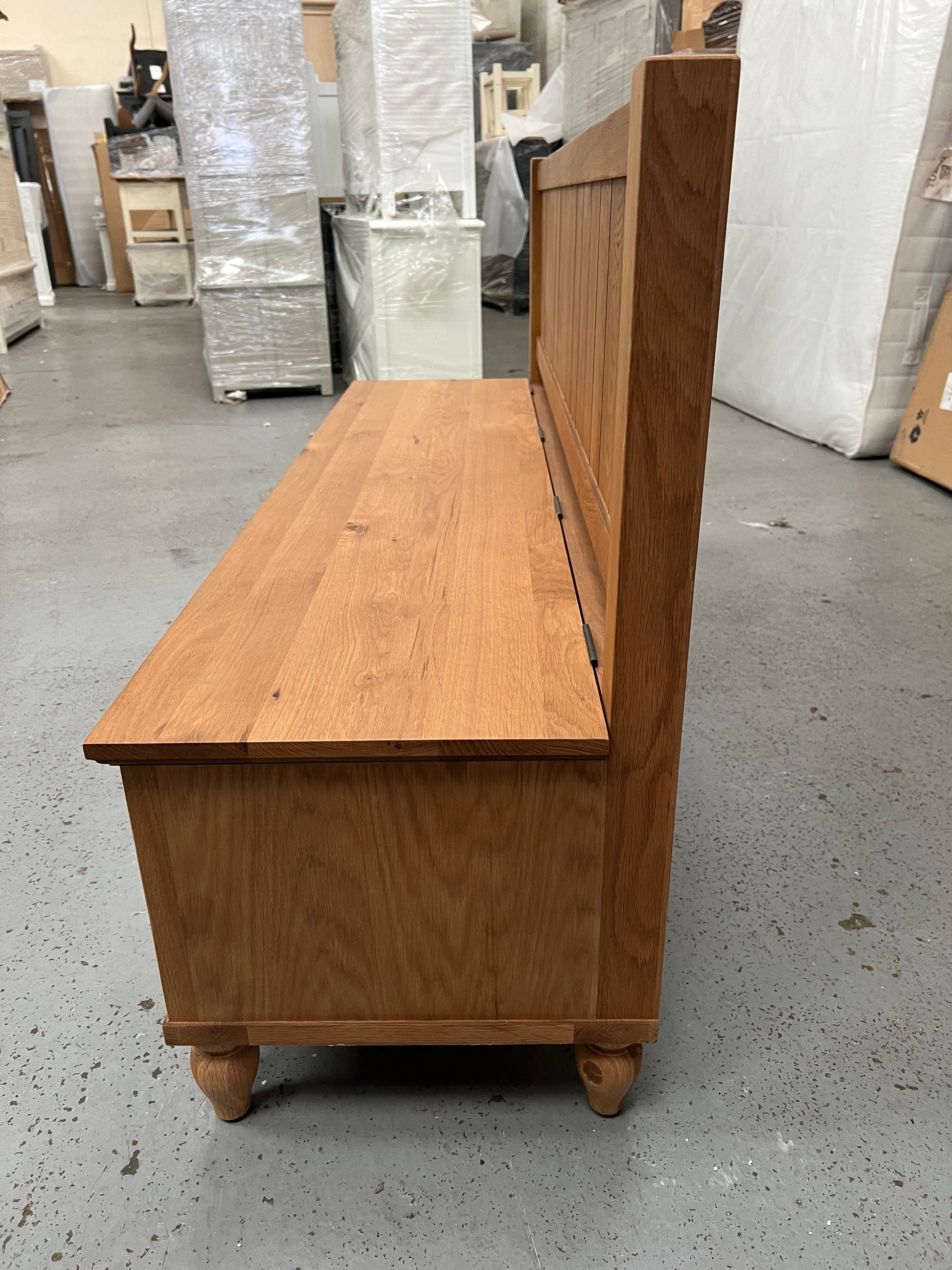 Elkstone Mellow Oak Monks Bench with Storage Quality Furniture Clearance Ltd