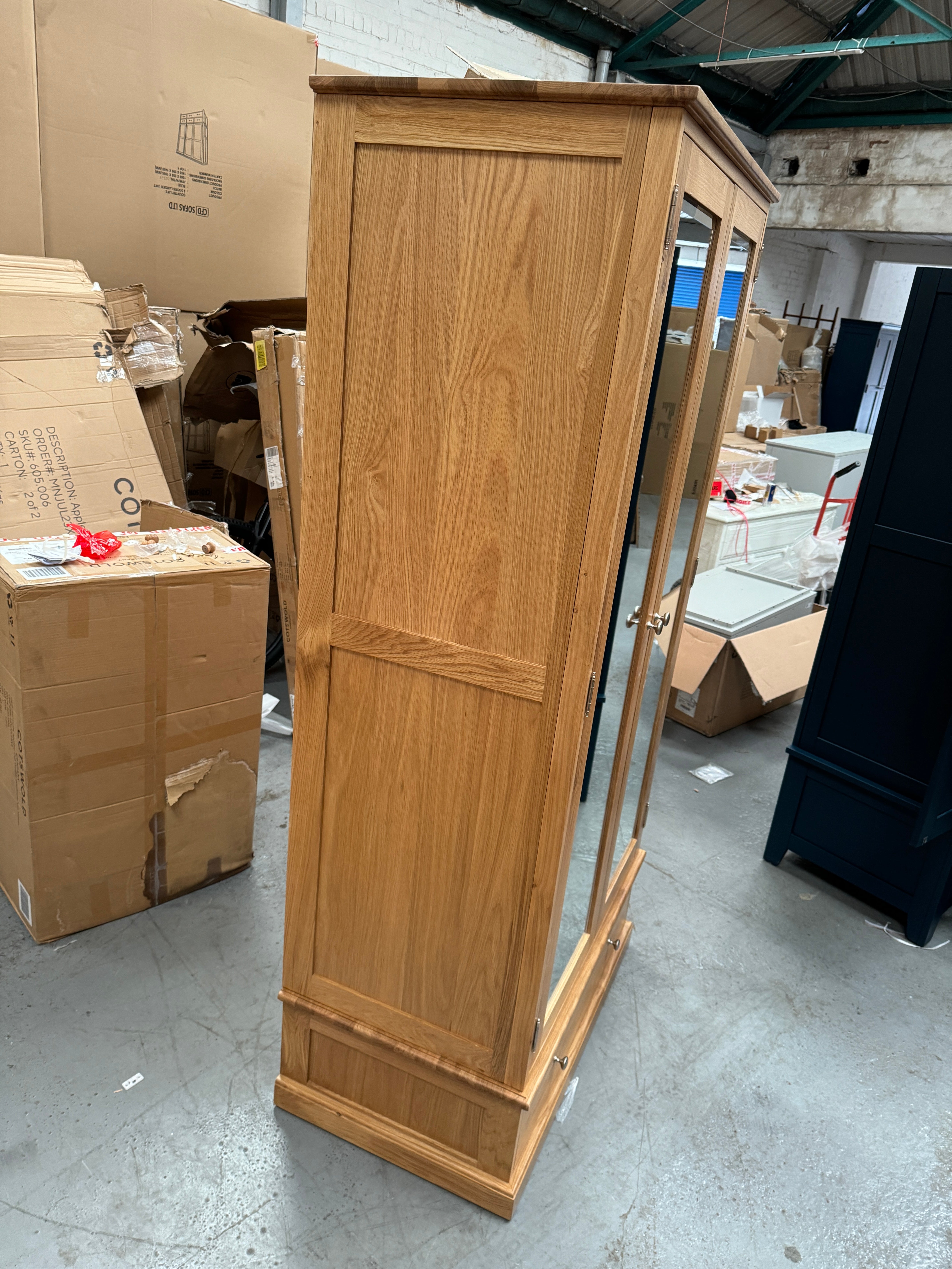 Appleby Light Oak Double Wardrobe with Mirrors Wardrobe. furniture delivered