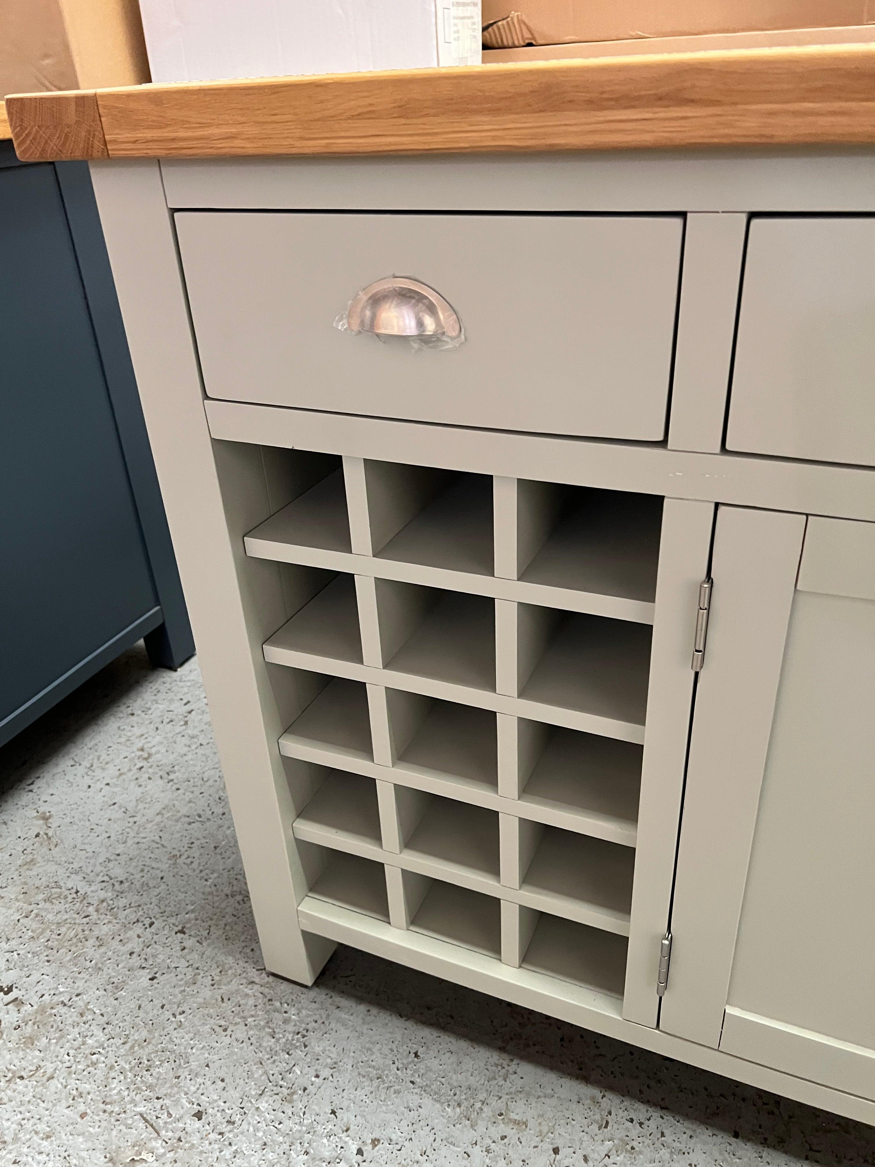 Hampshire ‘Country Life’ kitchen Island With Wine Rack - Pale Green Quality Furniture Clearance Ltd