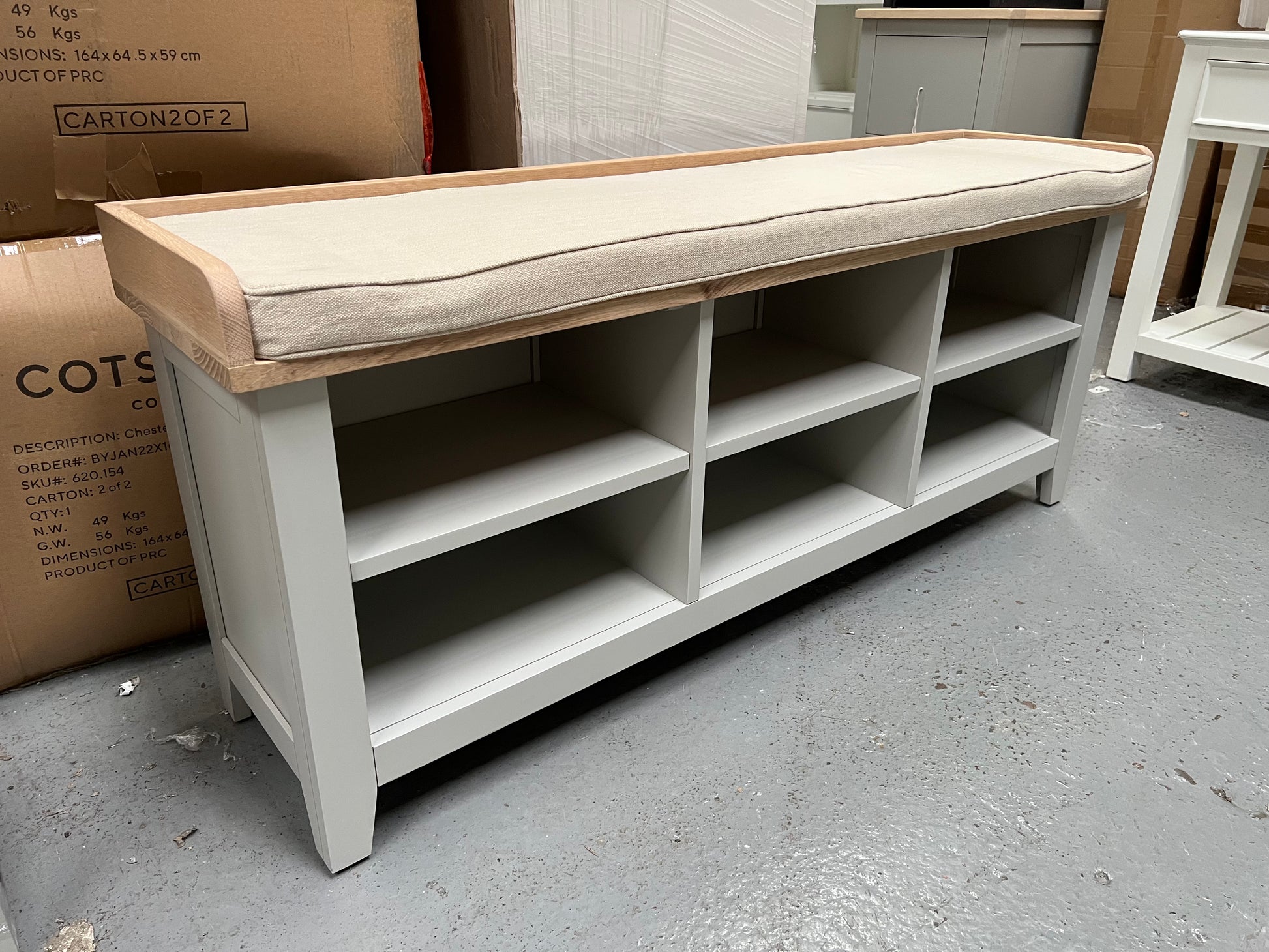 CHESTER DOVE GREY
Large Open Shoe Bench Quality Furniture Clearance Ltd