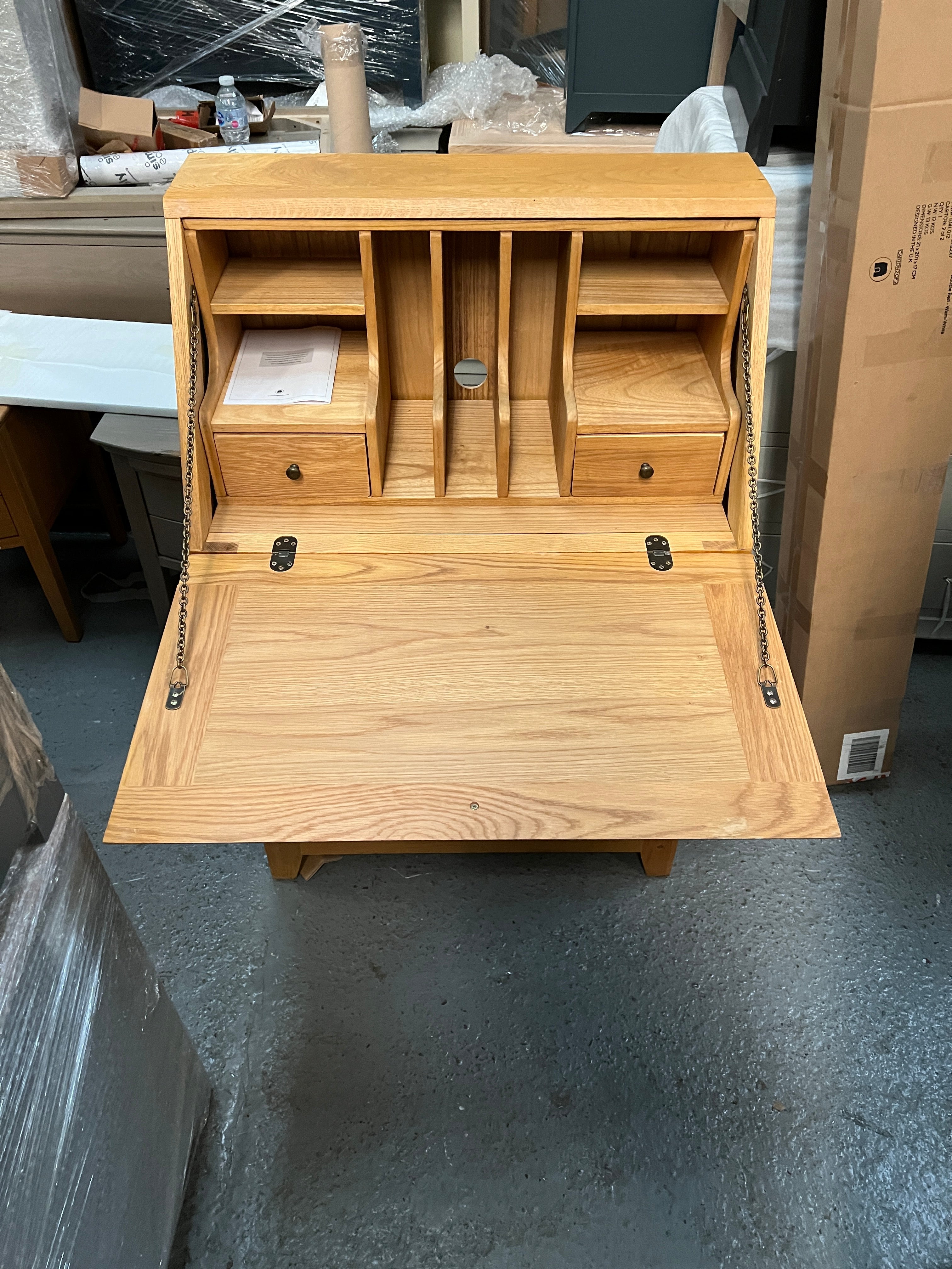 Oakland Rustic Oak Writing Bureau furniture delivered