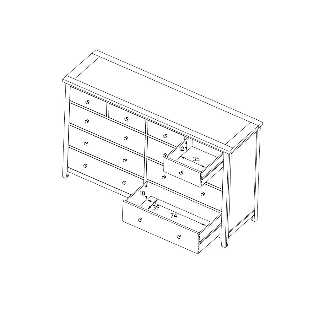 INGLESHAM WHITEWASH OAK 10 Drawer Chest Quality Furniture Clearance Ltd