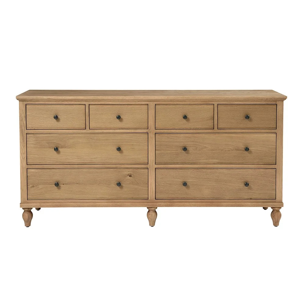 ELKSTONE MELLOW OAK 8 Drawer Wide Chest Quality Furniture Clearance Ltd