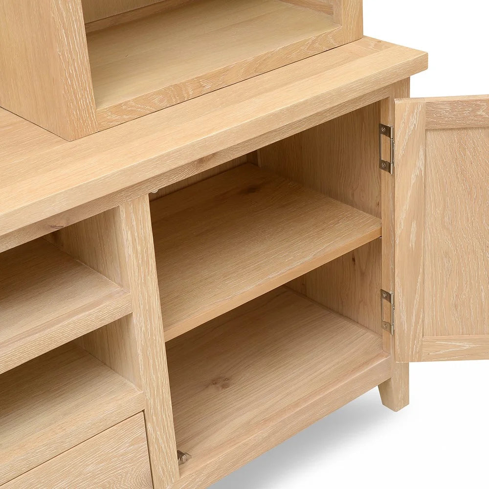 Inglesham Whitewash Oak TV and Media Storage Unit Quality Furniture Clearance Ltd