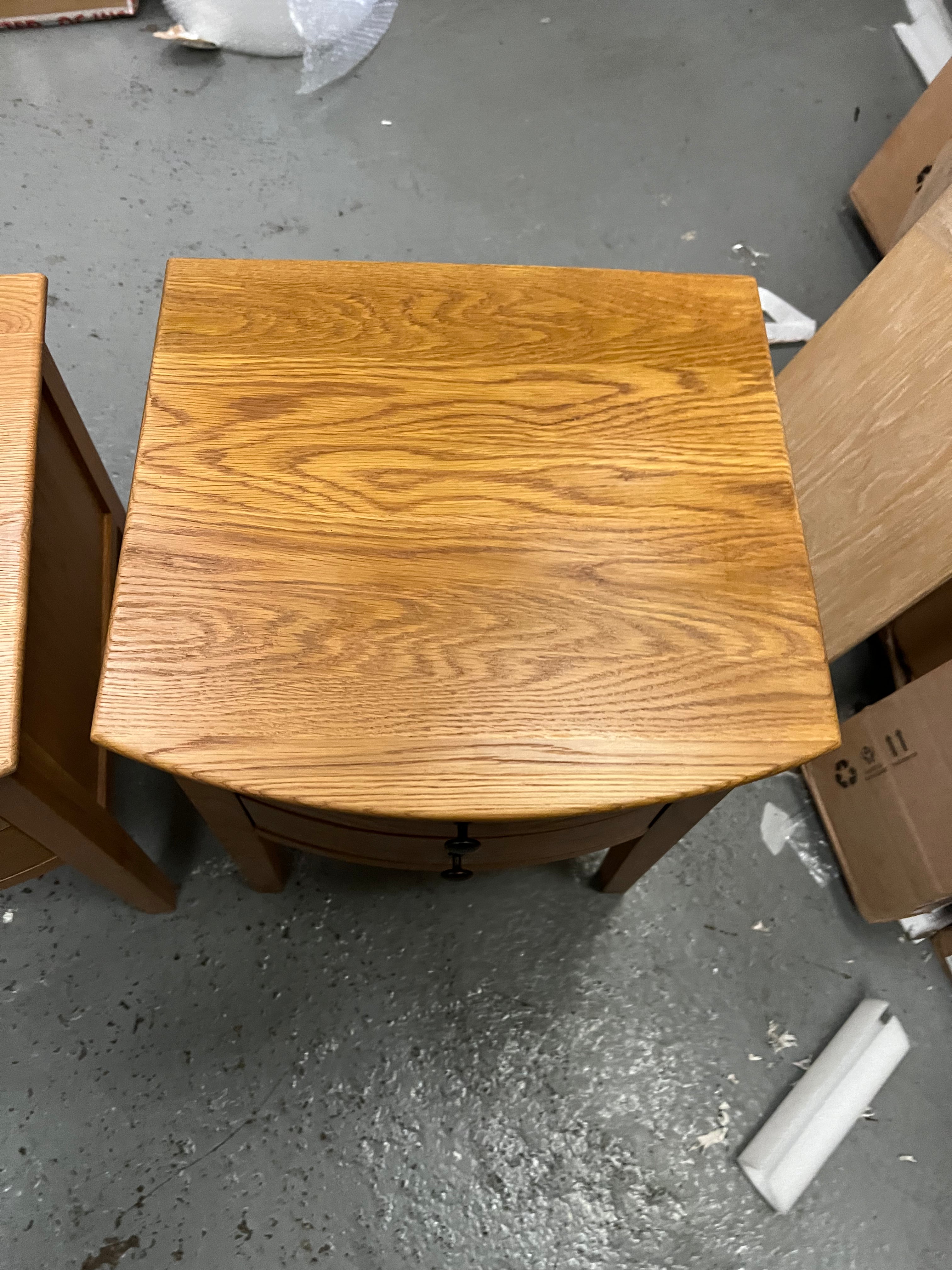 Set of 2 Winchcombe Oiled Oak 2 Drawer Bedside Table - Quality Furniture Clearance Ltd