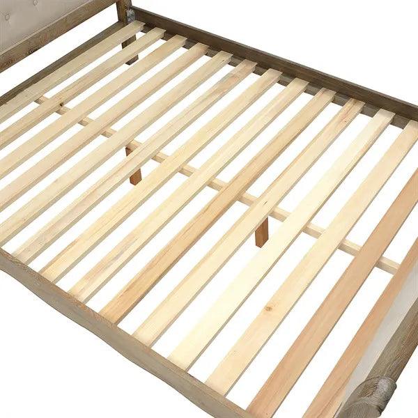 CAMILLE LIMEWASH OAK Buttoned 6ft Super King Bed Quality Furniture Clearance Ltd