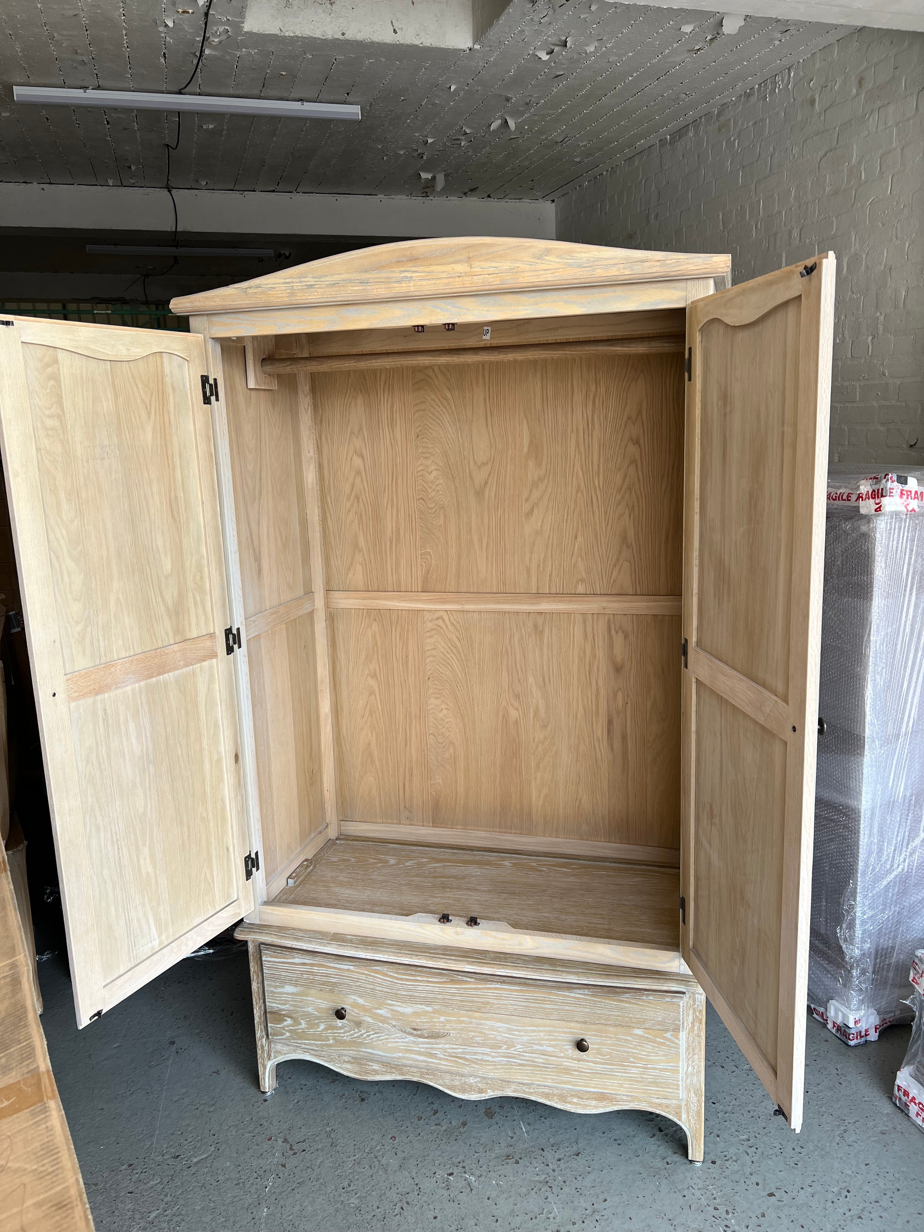 CAMILLE LIMEWASH OAK Double Wardrobe Quality Furniture Clearance Ltd