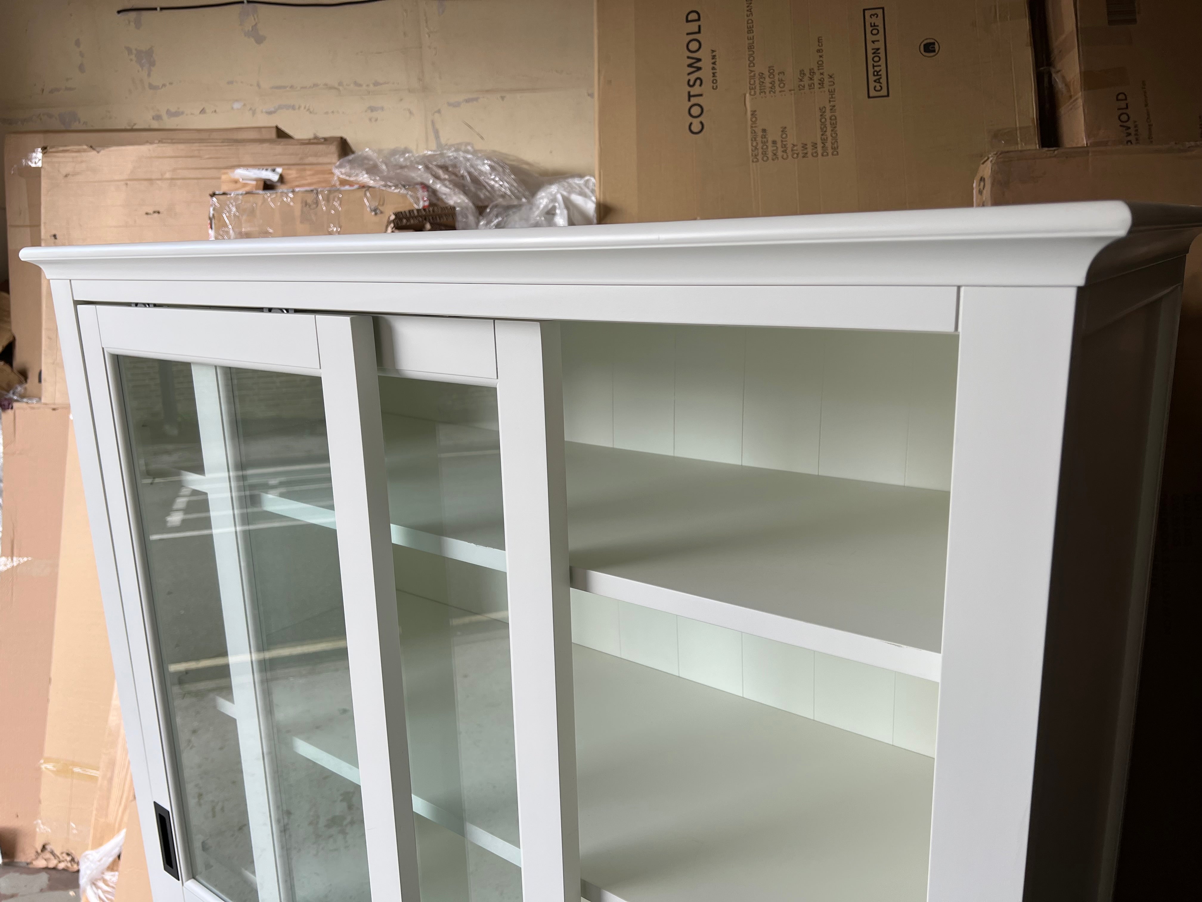 Stow Warm White Glazed Display Cabinet Quality Furniture Clearance Ltd