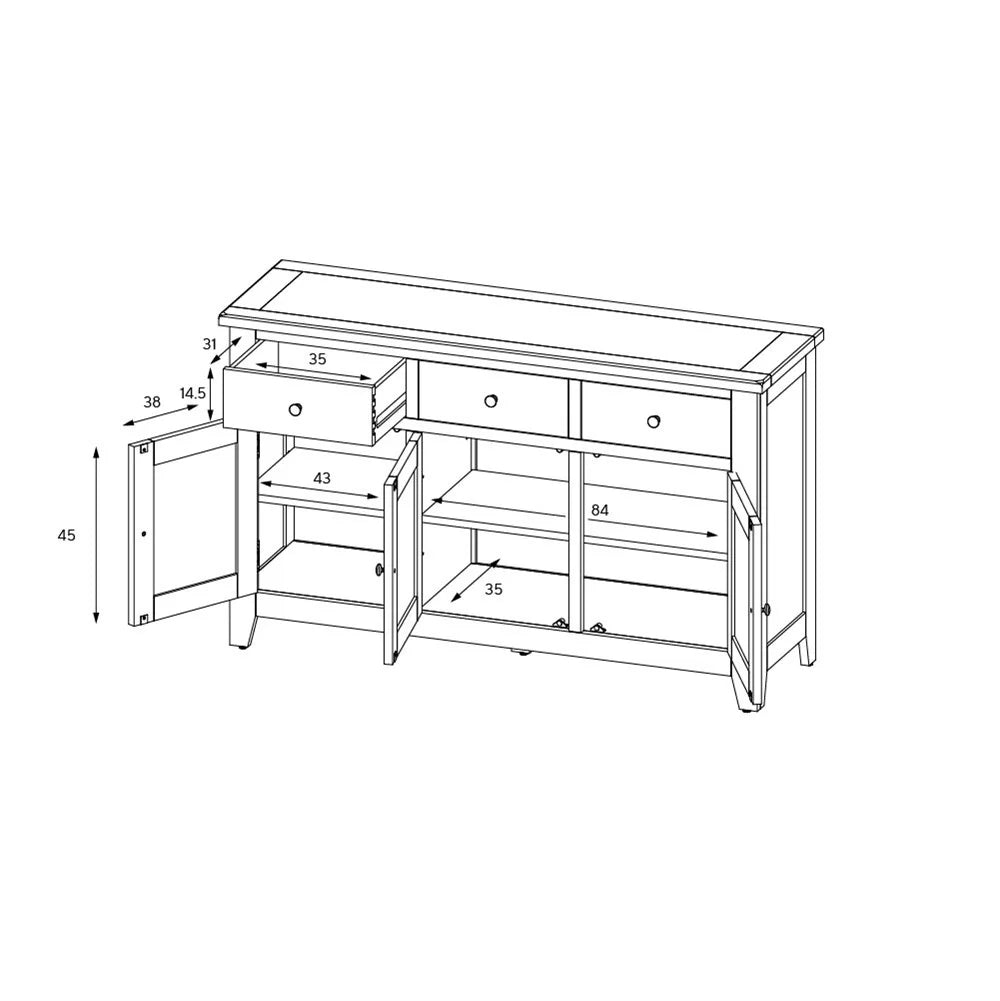CHESTER CHARCOAL
Large Sideboard Quality Furniture Clearance Ltd