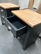 Load image into Gallery viewer, set of 2 GLOUCESTER Charcoal 3 drawer bedside chest Quality Furniture Clearance Ltd
