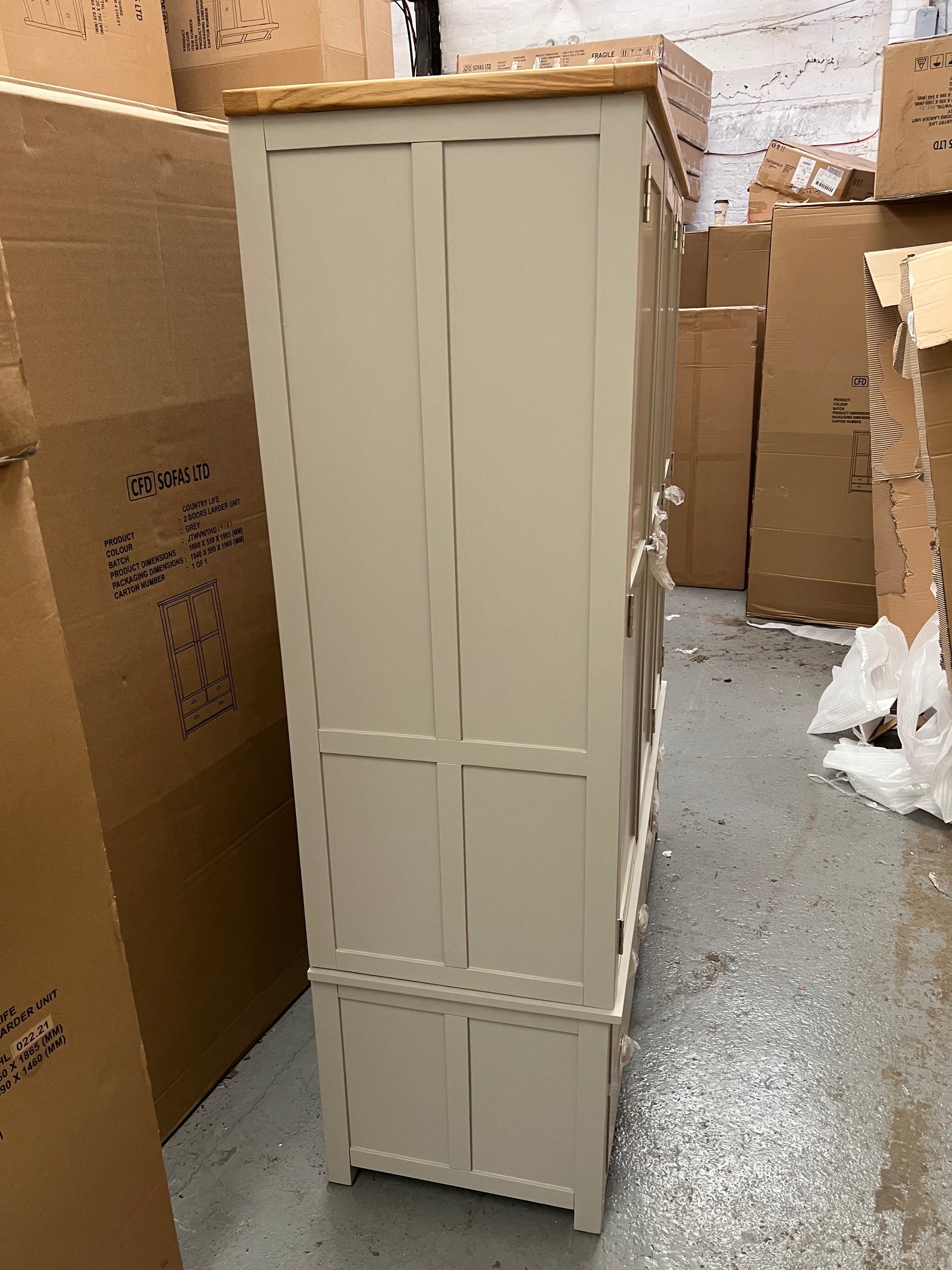 Hampshire ‘Country Life’ Triple Larder - Grey Quality Furniture Clearance Ltd