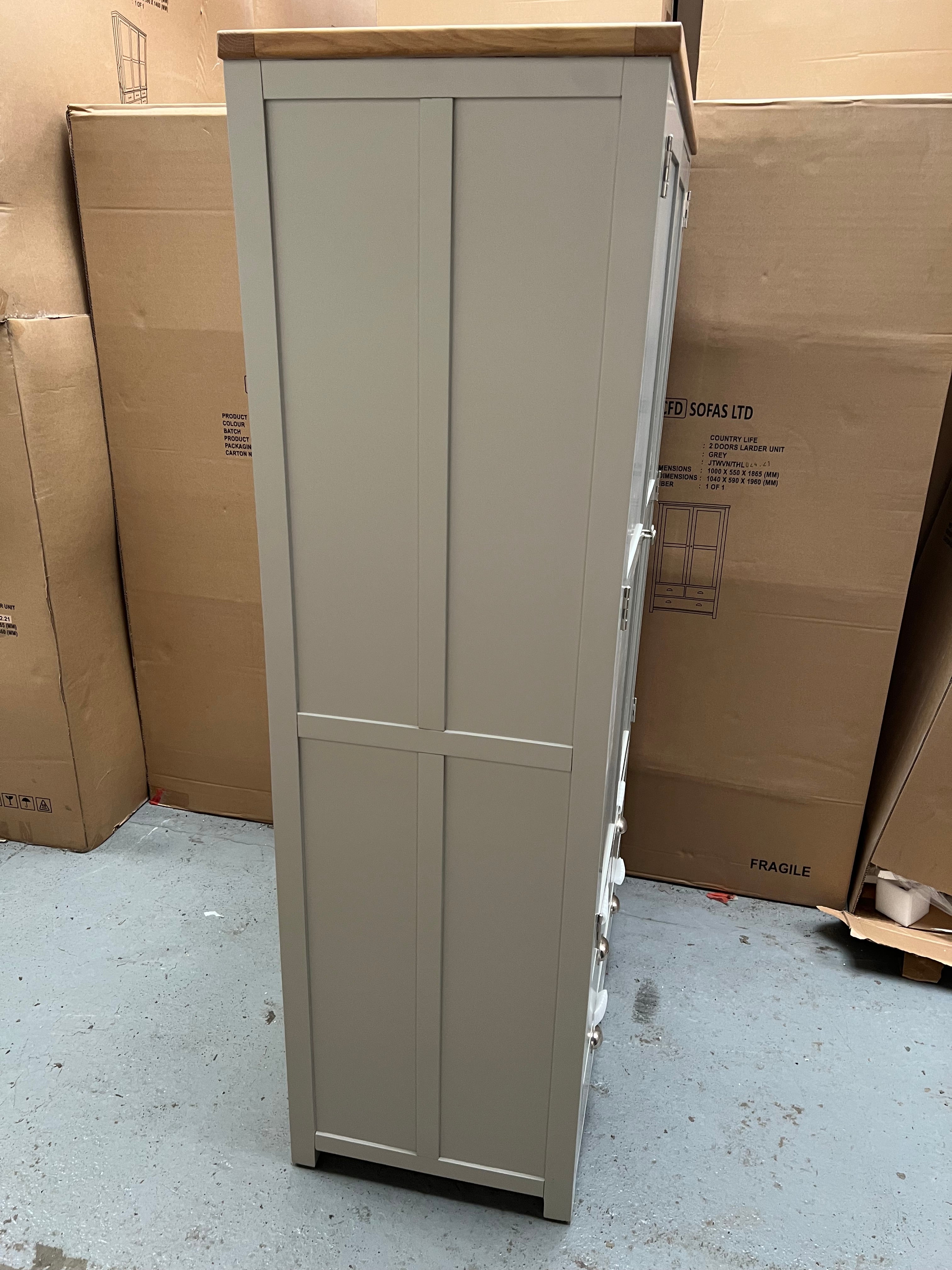 Hampshire ‘Country Life’ Double Larder - Grey Quality Furniture Clearance Ltd