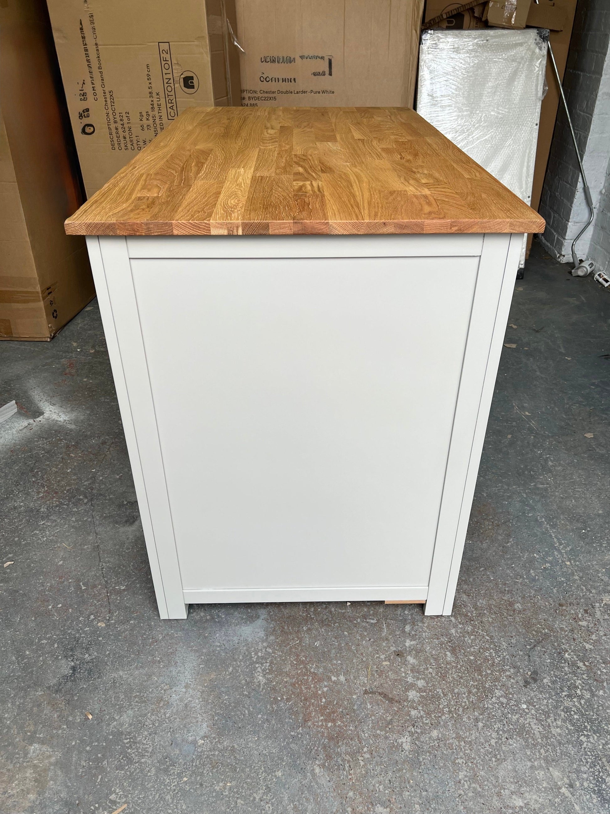 Portobello Grey Breakfast Bar Island with Stools. furniture delivered