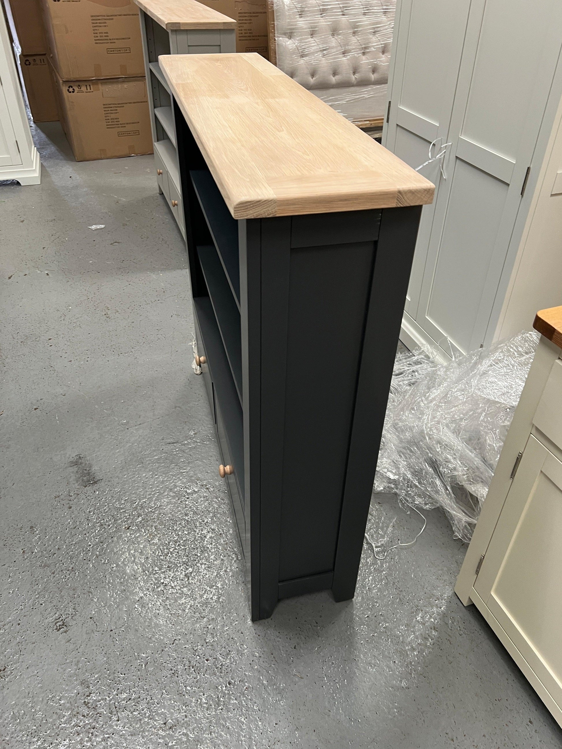 Chester Charcoal Low and Wide Bookcase furniture delivered 