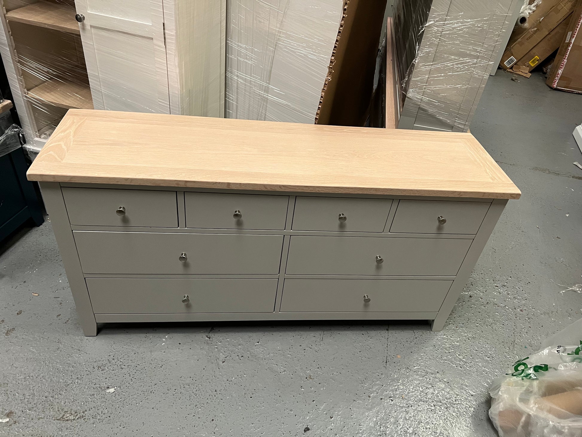Chester Dove Grey Low and Wide Chest Quality Furniture Clearance Ltd