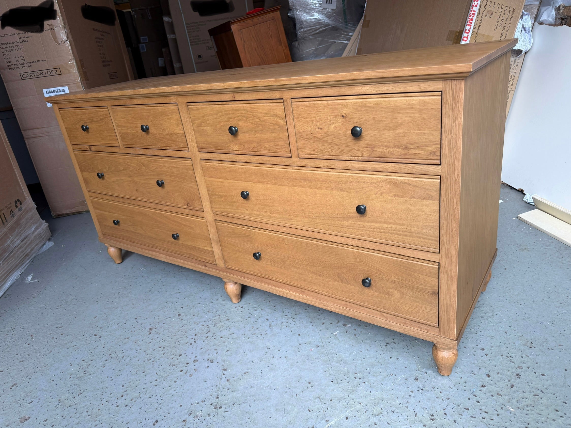 ELKSTONE MELLOW OAK 8 Drawer Wide Chest Quality Furniture Clearance Ltd