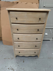 Camille Limewash Oak Tall 5 Drawer Chest Quality Furniture Clearance Ltd