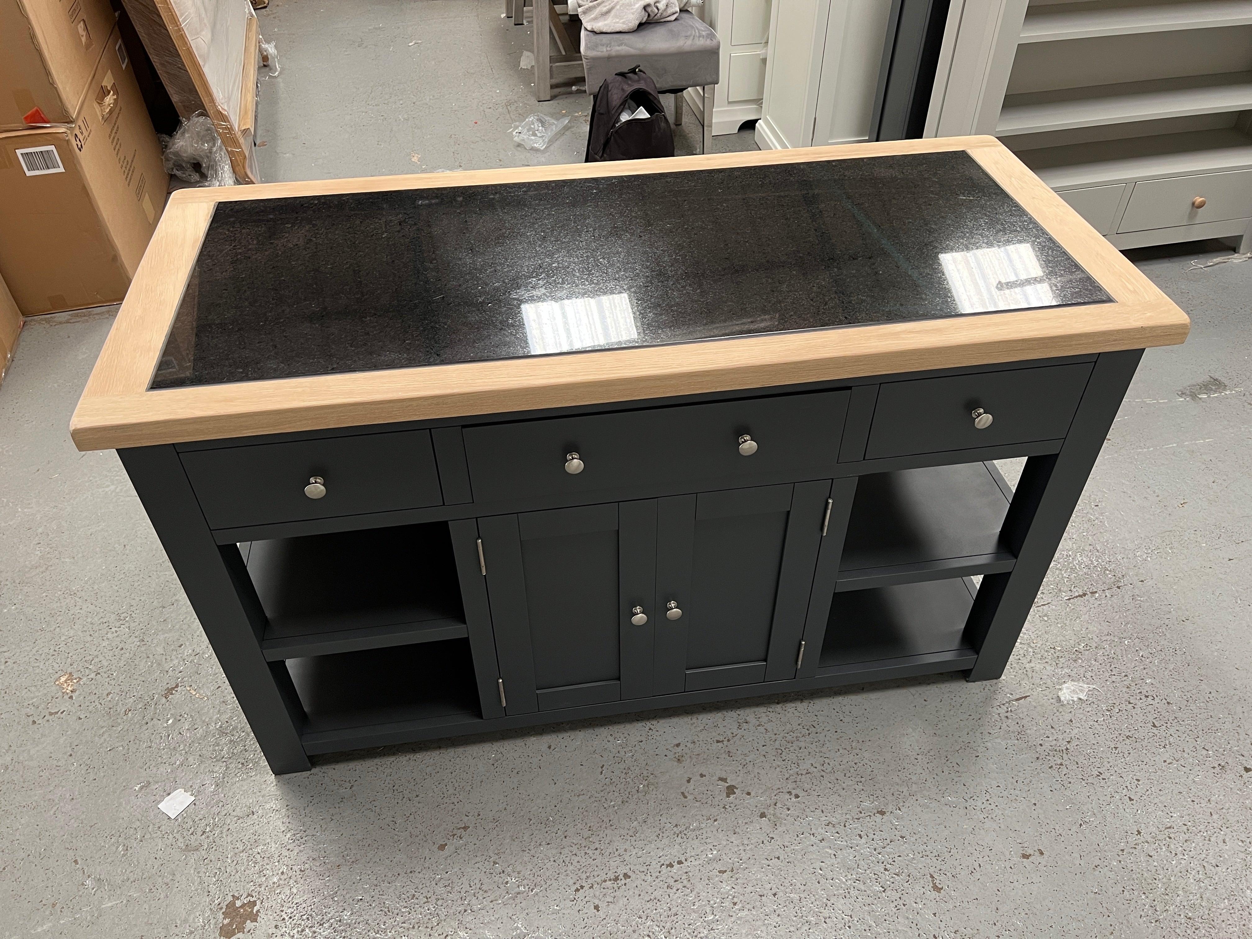 Chester Charcoal kitchen island with cupboard. Quality Furniture Clearance Ltd