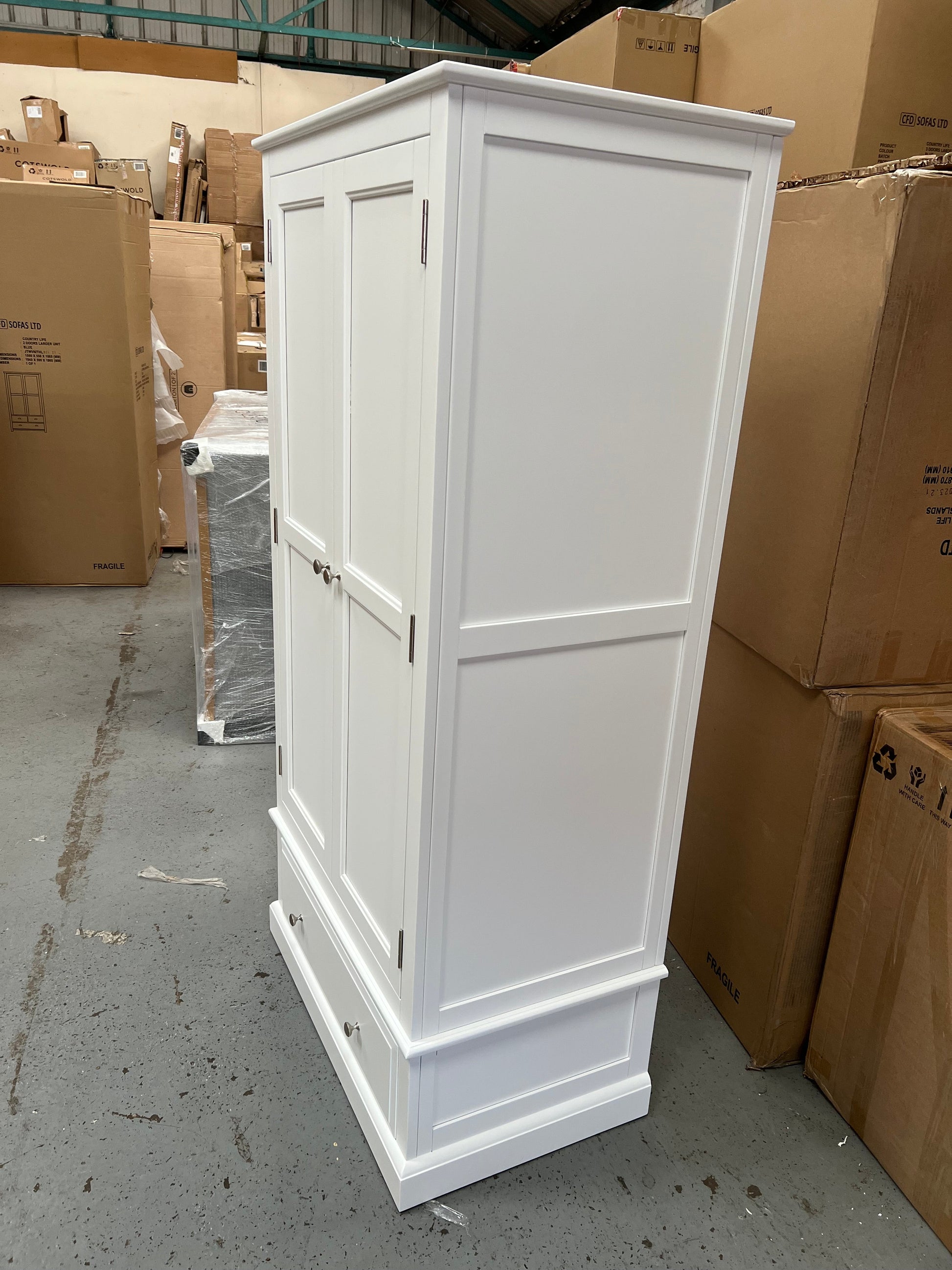 Pensham Pure White Narrow Double Wardrobe furniture delivered