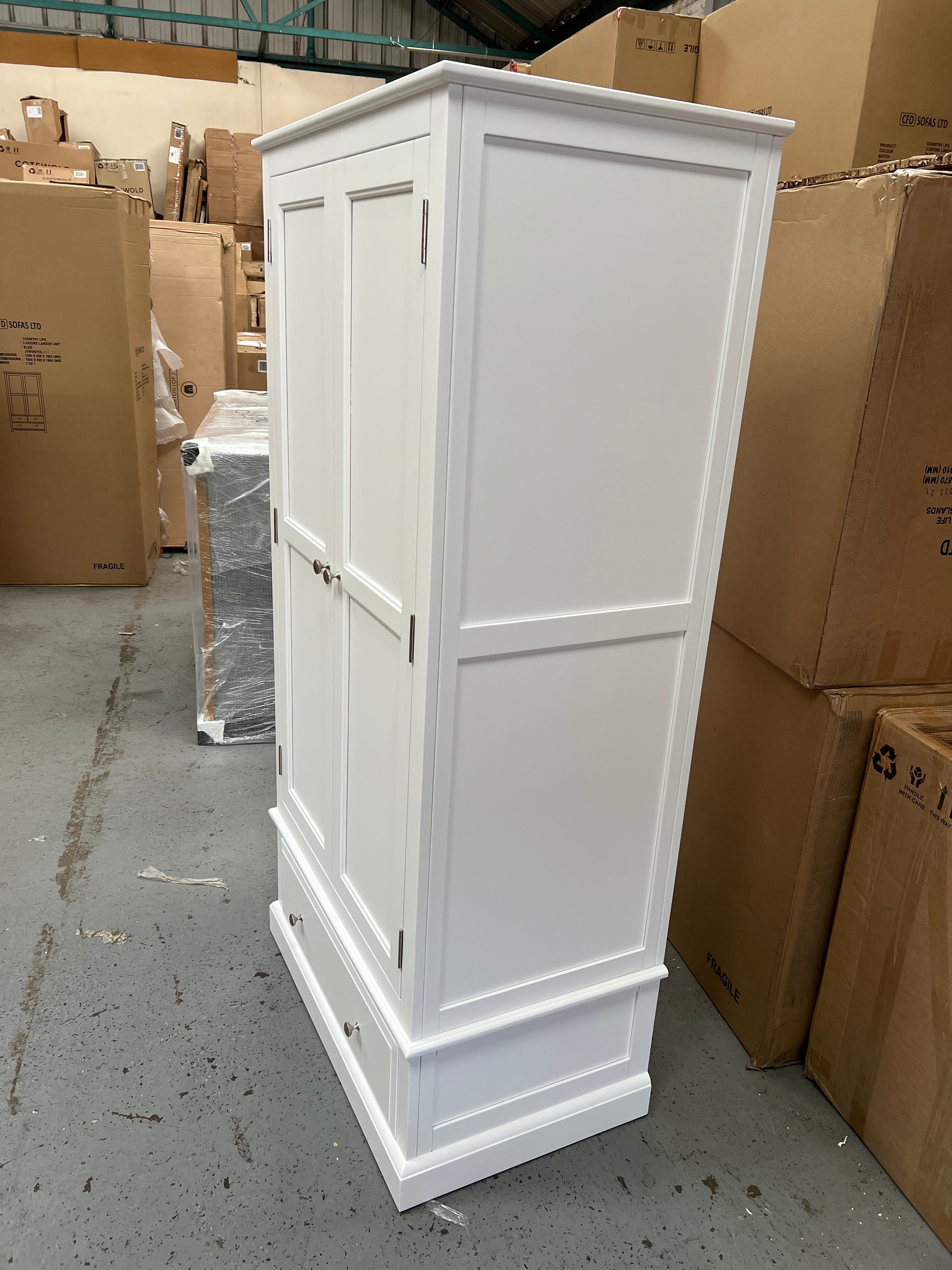 Pensham Pure White Narrow Double Wardrobe furniture delivered