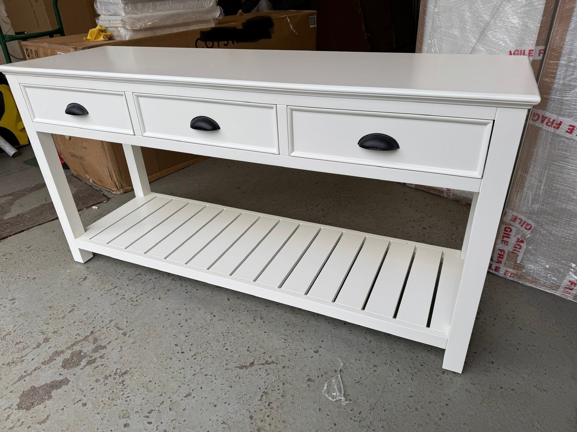 STOW WARM WHITE Extra Large Console Table Quality Furniture Clearance Ltd