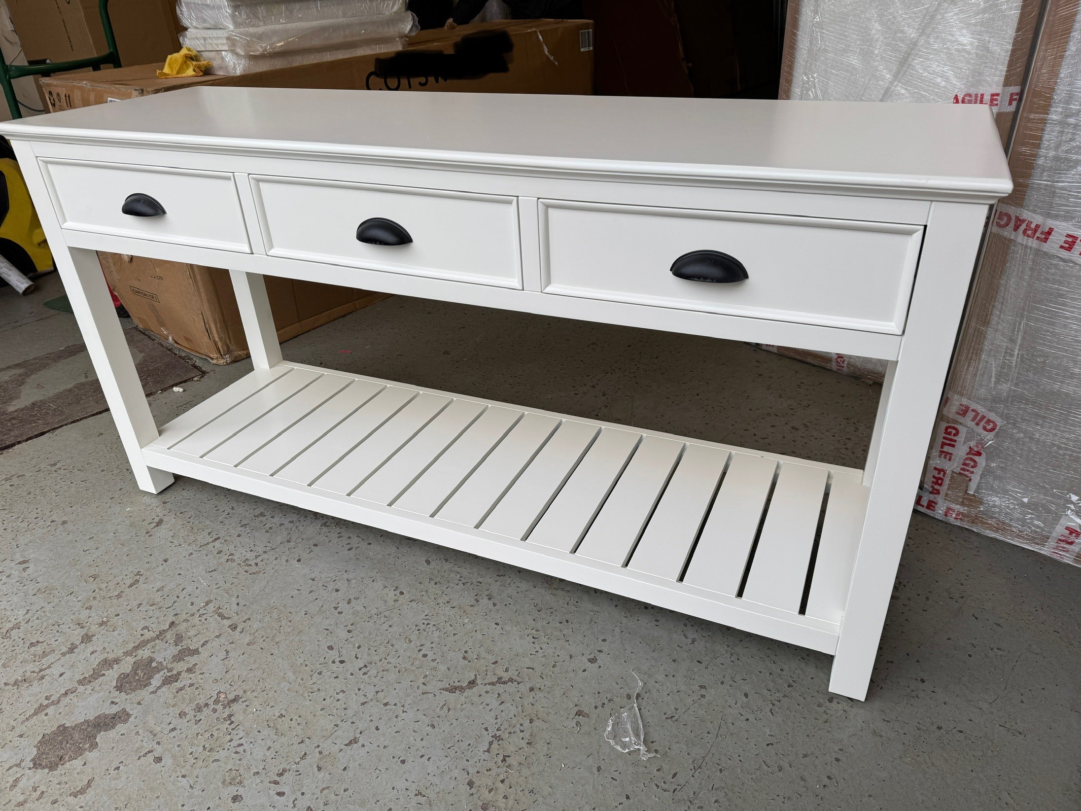 STOW WARM WHITE Extra Large Console Table Quality Furniture Clearance Ltd
