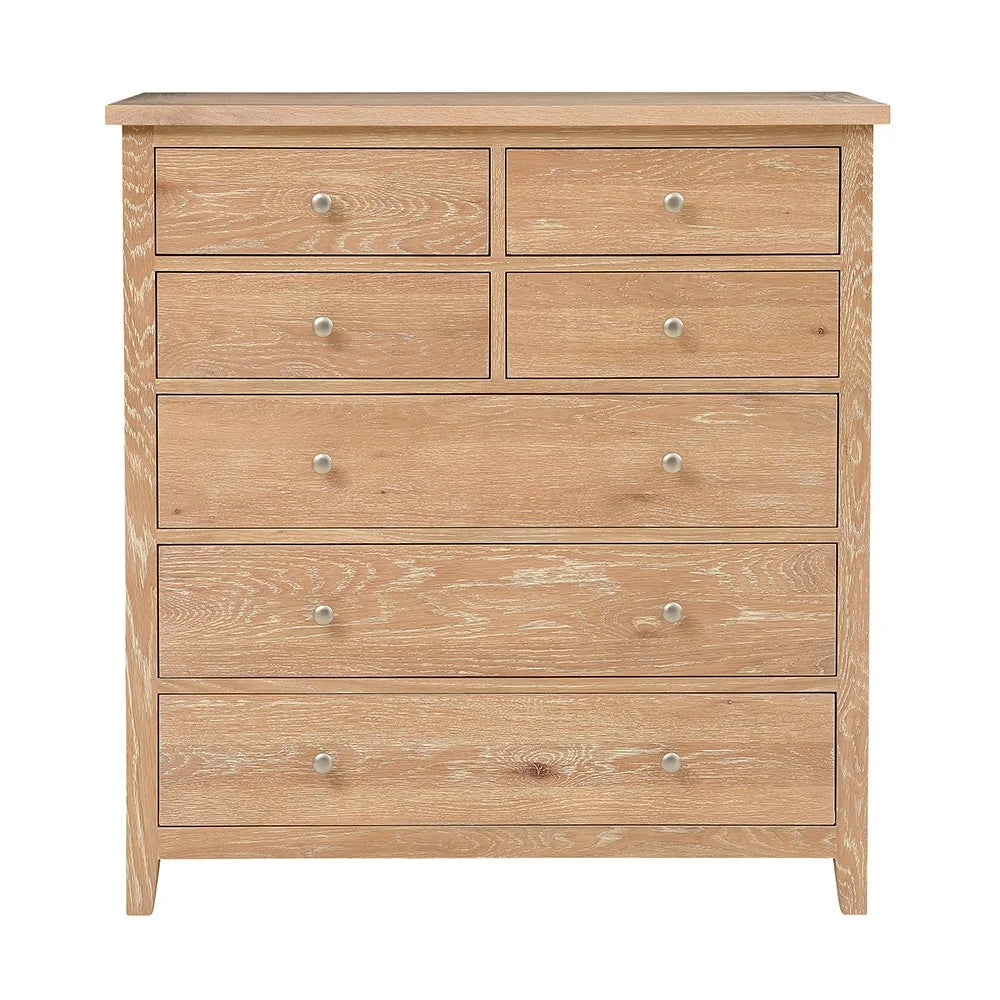 INGLESHAM WHITEWASH OAK 7 Drawer Chest Quality Furniture Clearance Ltd