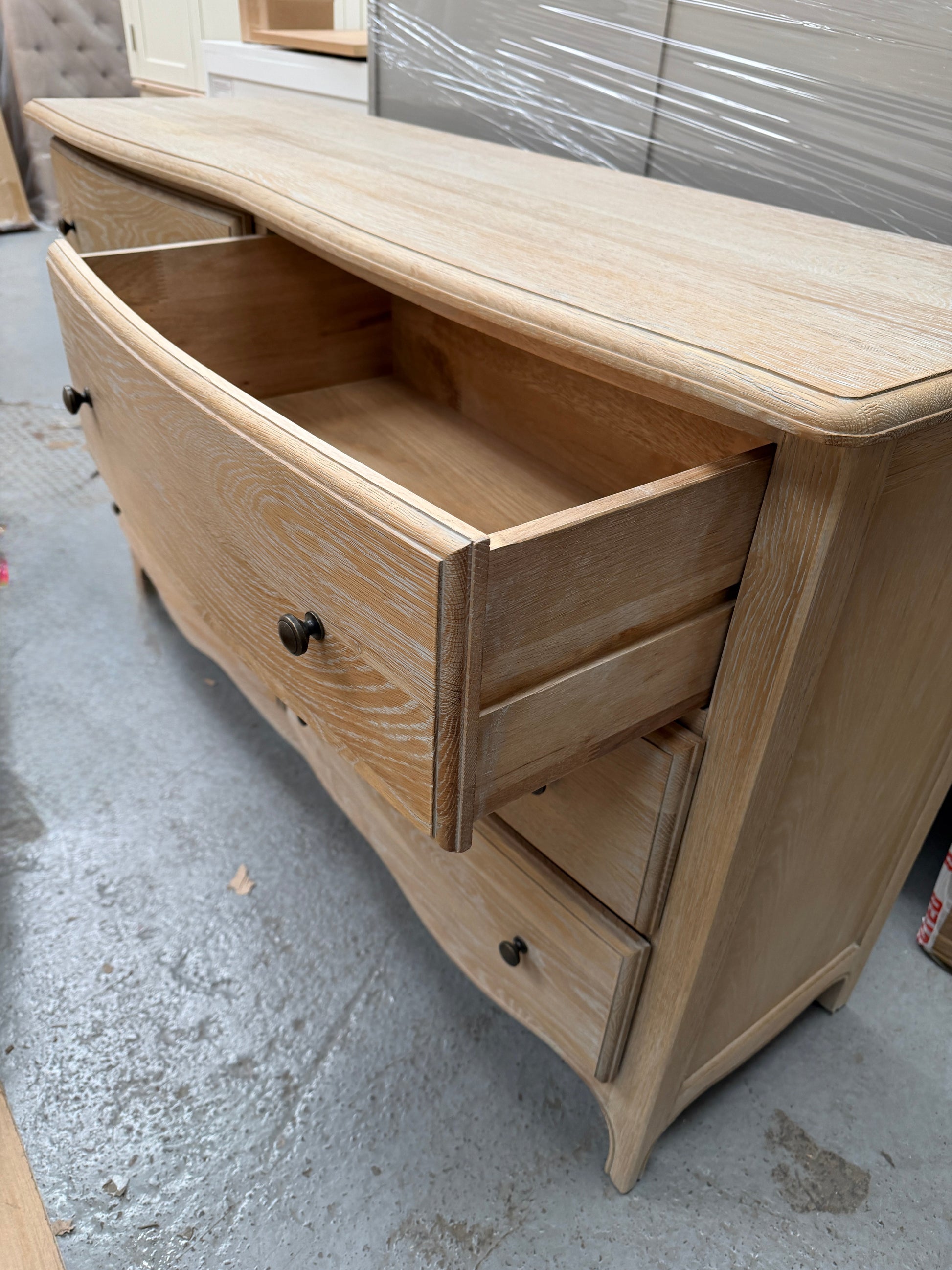 Camille Limewash Oak 6 Drawer Chest Quality Furniture Clearance Ltd