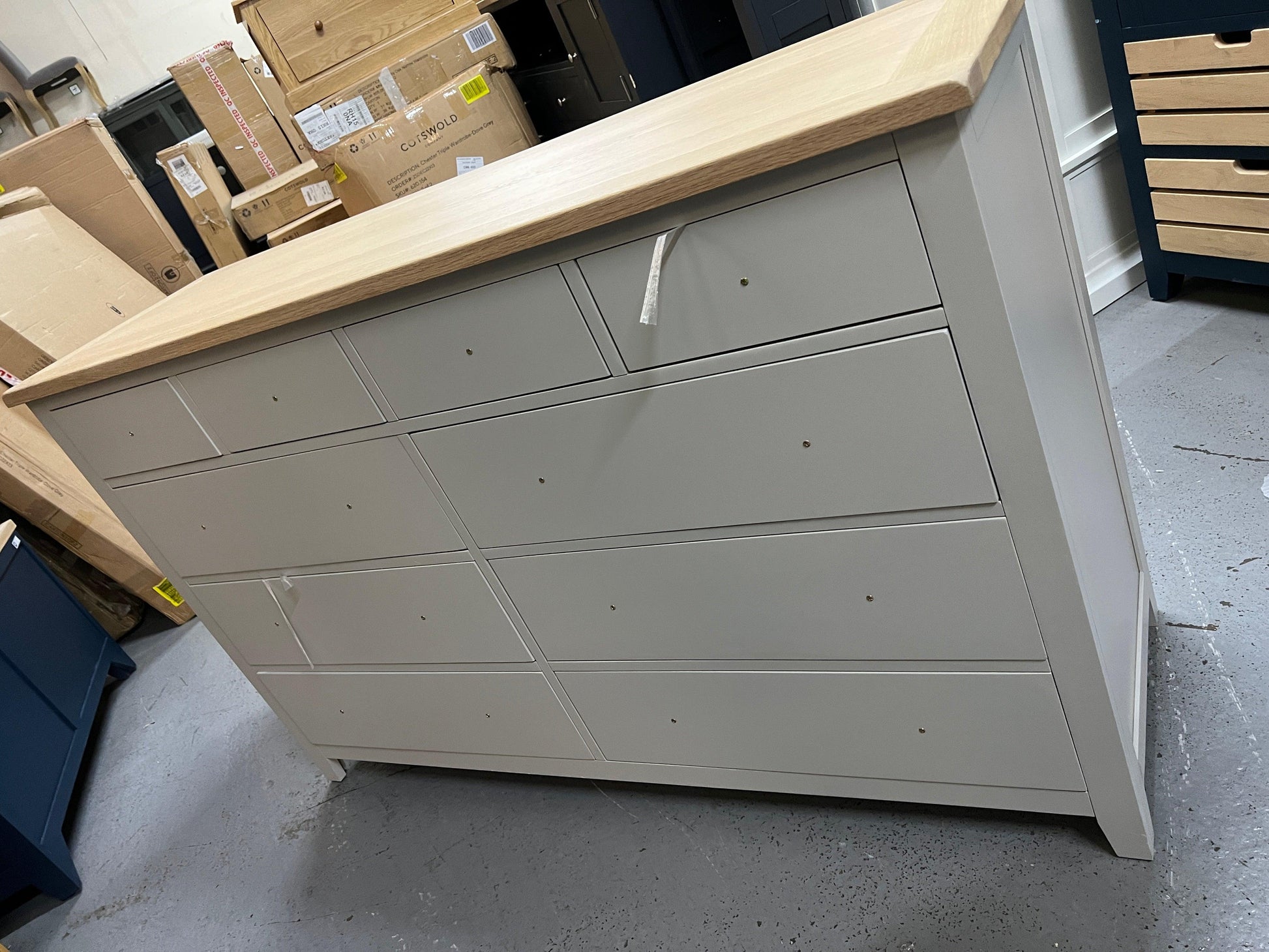Chester Dove Grey 10 Drawer Chest Quality Furniture Clearance Ltd