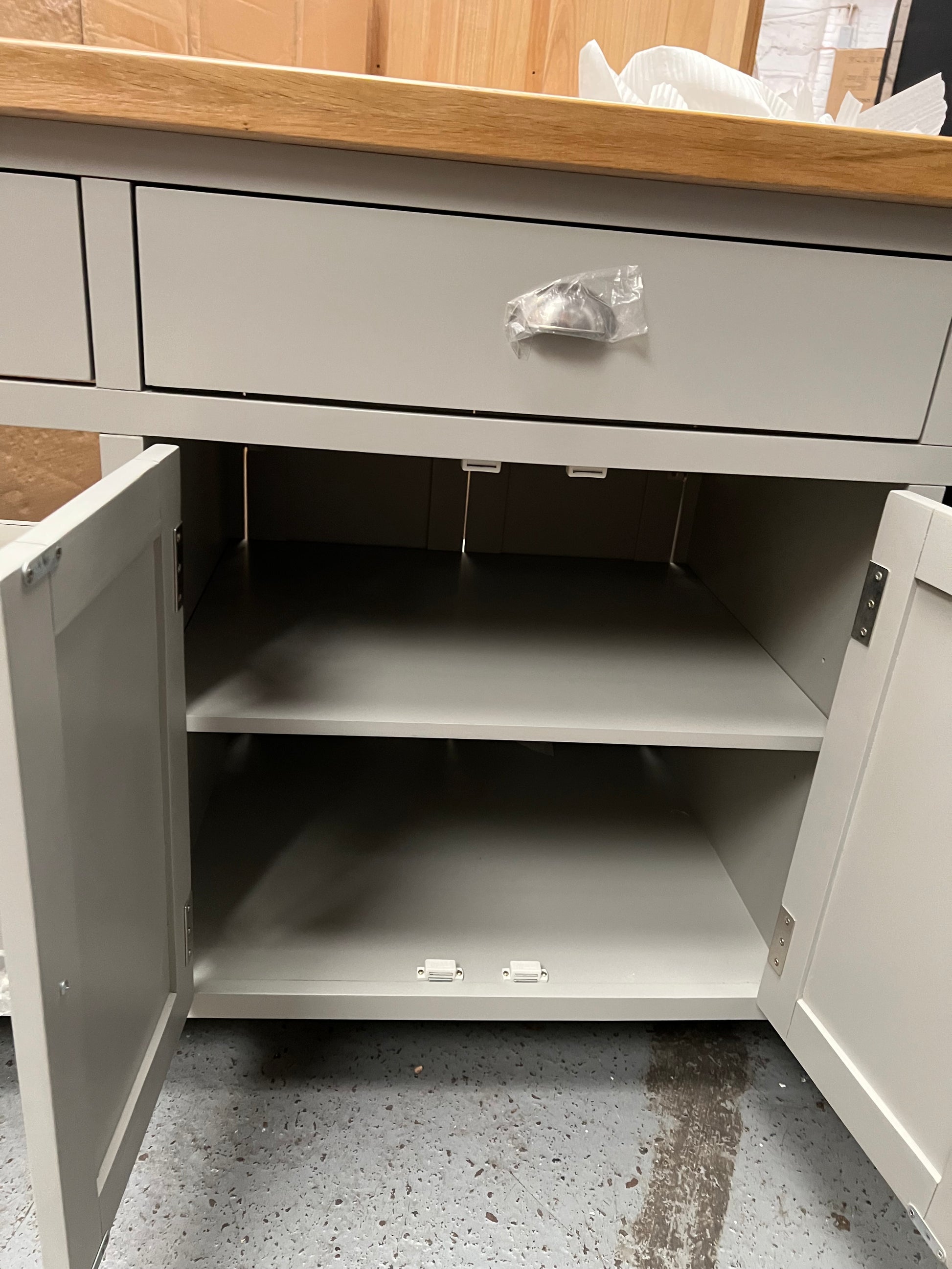 Hampshire ‘Country Life’ kitchen Island With Wine Rack - Grey Quality Furniture Clearance Ltd