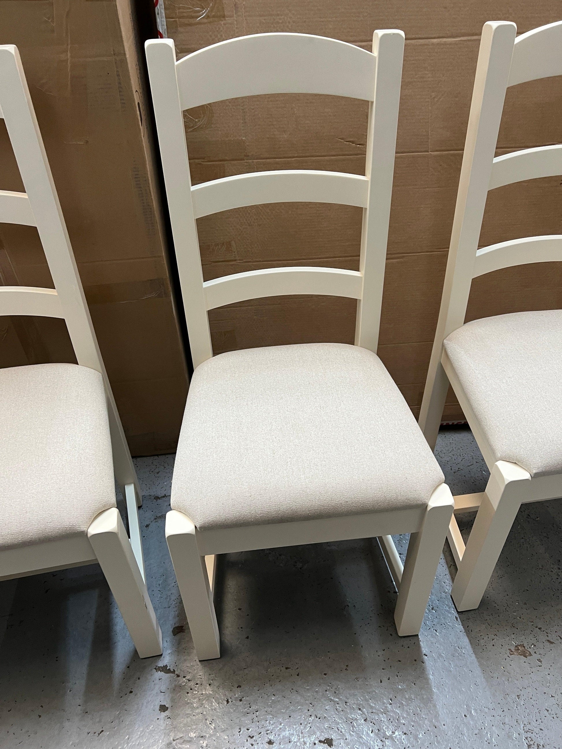 4 x SUSSEX COTSWOLD CREAM
Ladderback Chair Linen Seat Pad Quality Furniture Clearance Ltd
