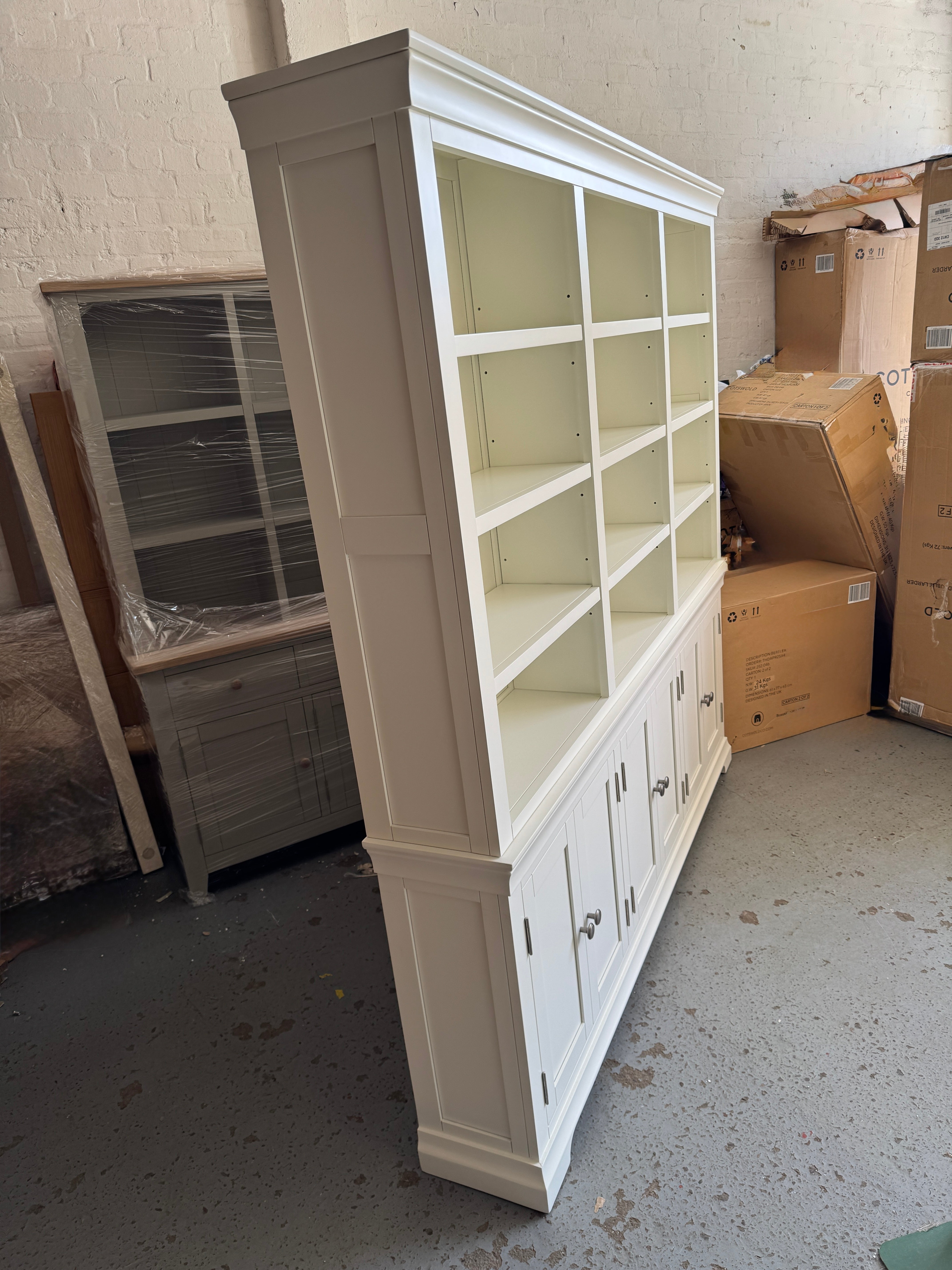 Chantilly Warm White Grand Bookcase Quality Furniture Clearance Ltd