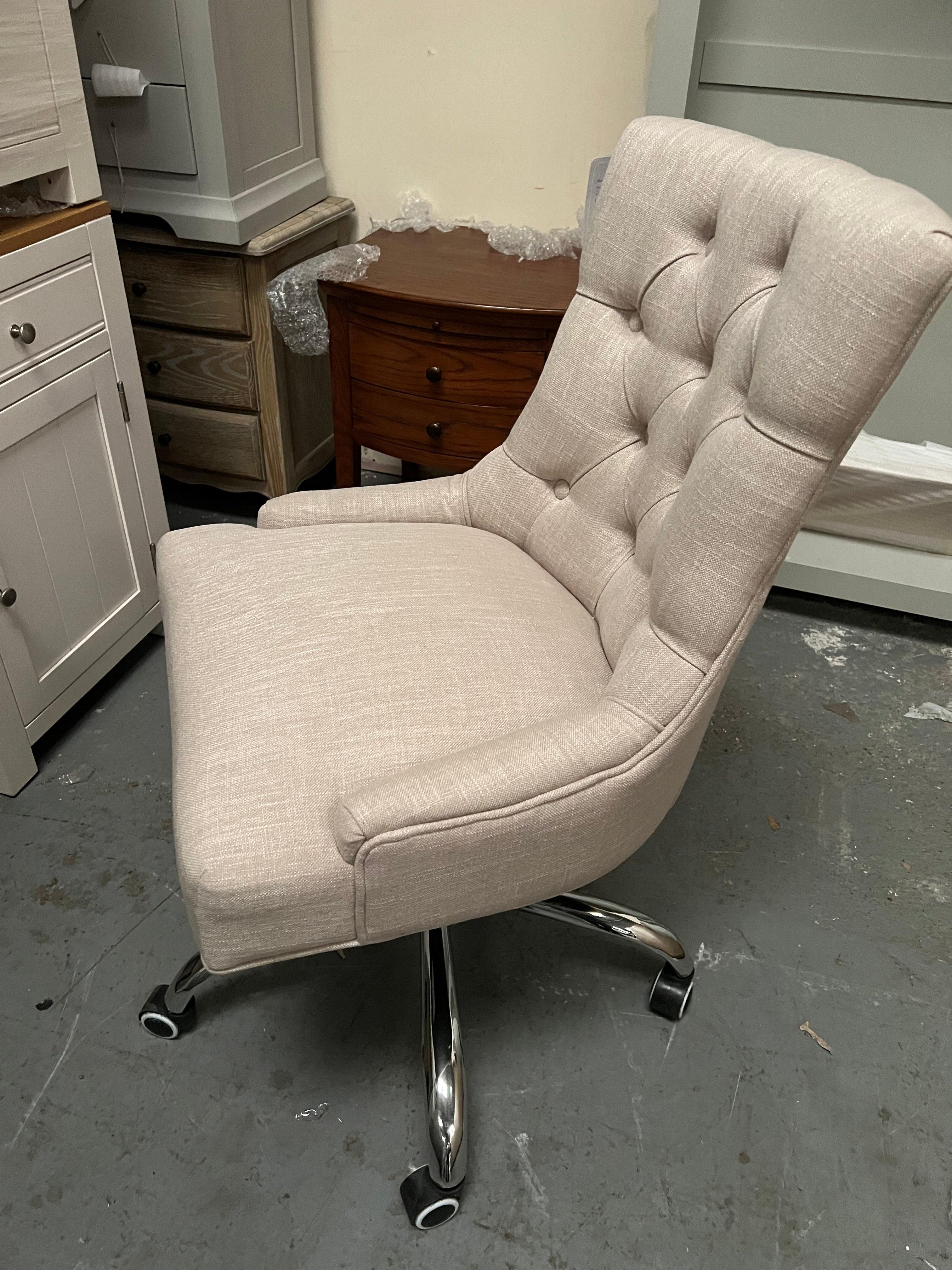 Upholstered Office Chair - Stone Linen Quality Furniture Clearance Ltd