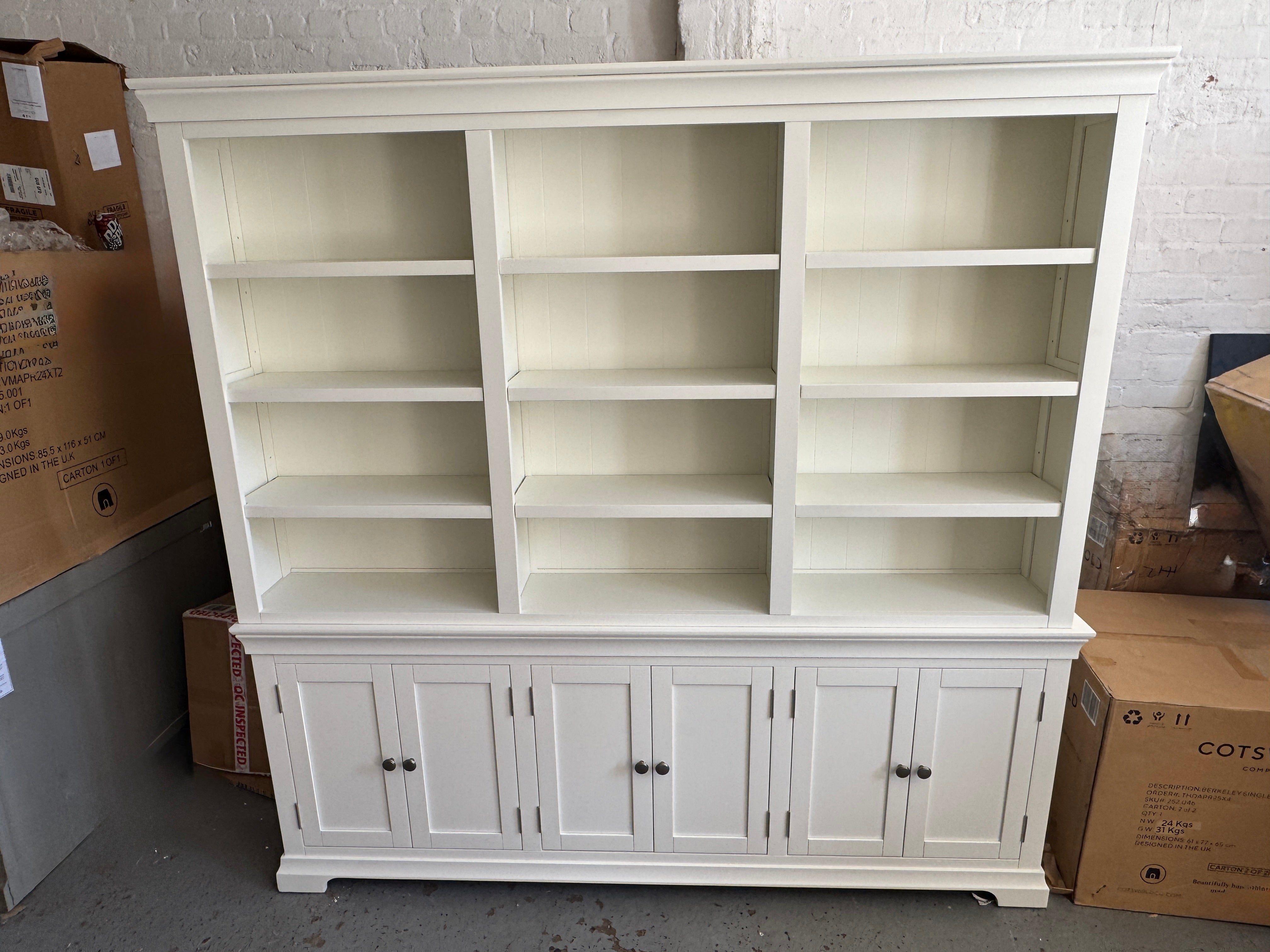 Chantilly Warm White Grand Bookcase Quality Furniture Clearance Ltd