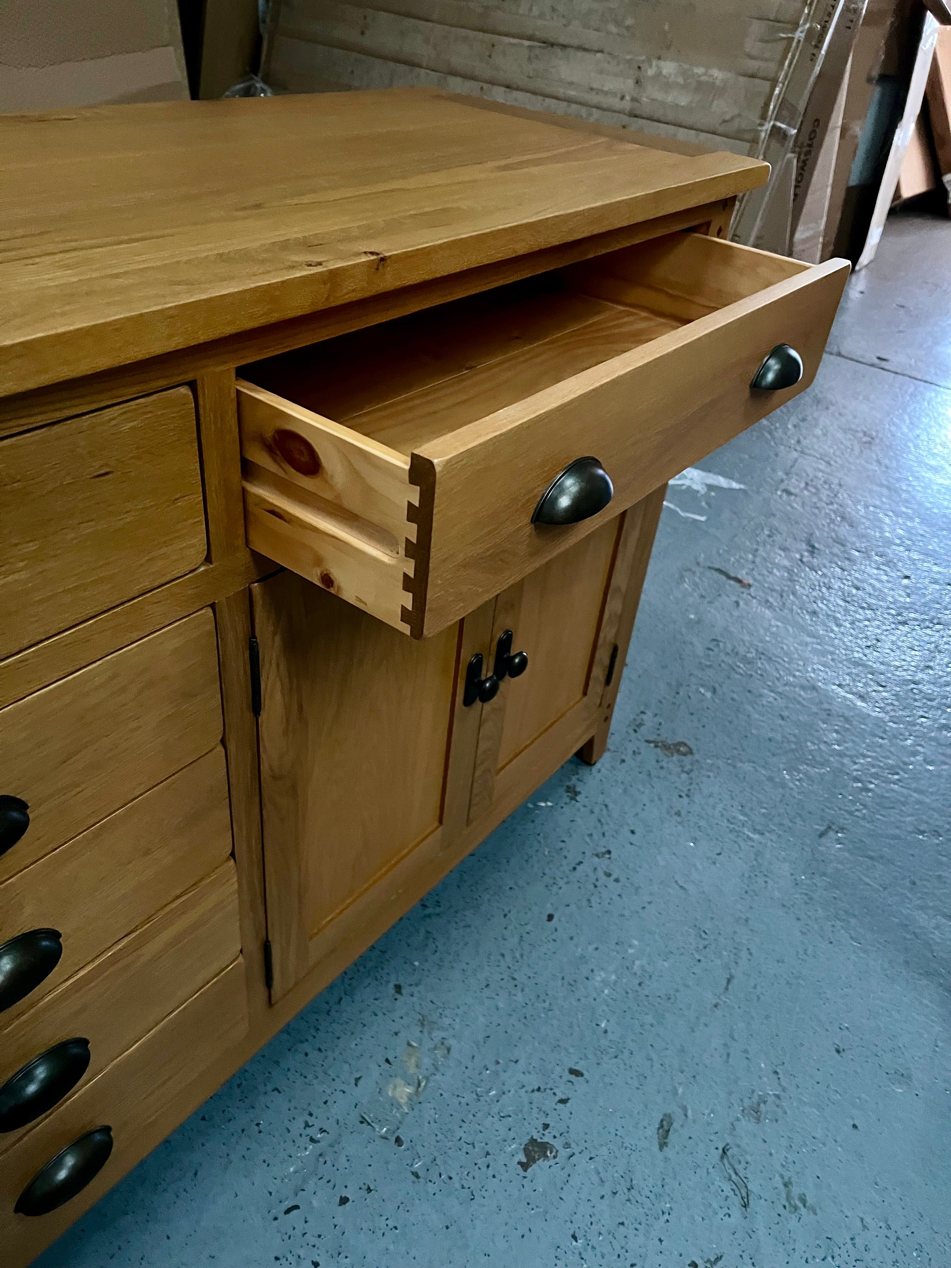 Oakland Rustic Oak New Grand Sideboard Quality Furniture Clearance Ltd