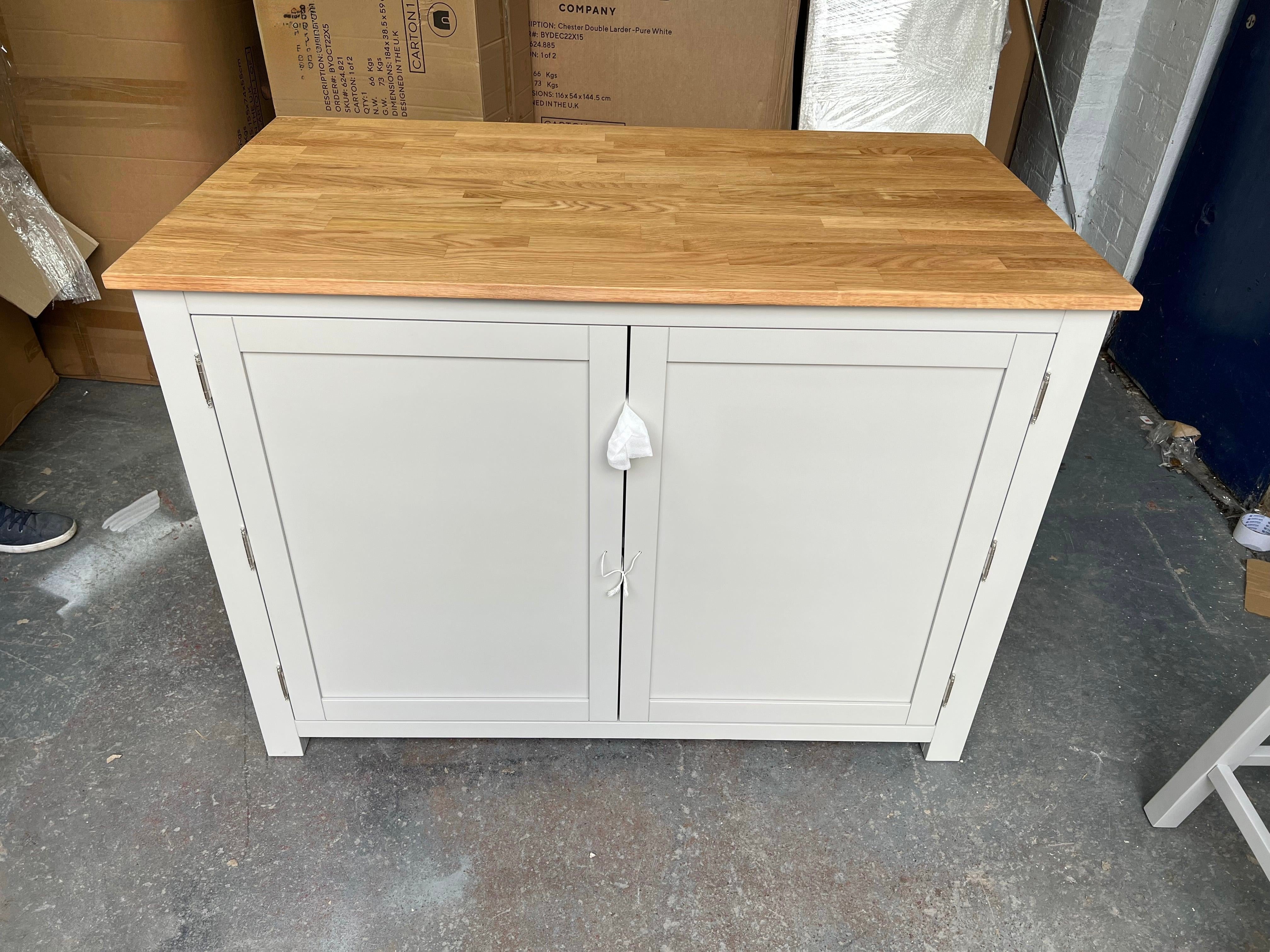 Portobello Grey Breakfast Bar Island with Stools. furniture delivered