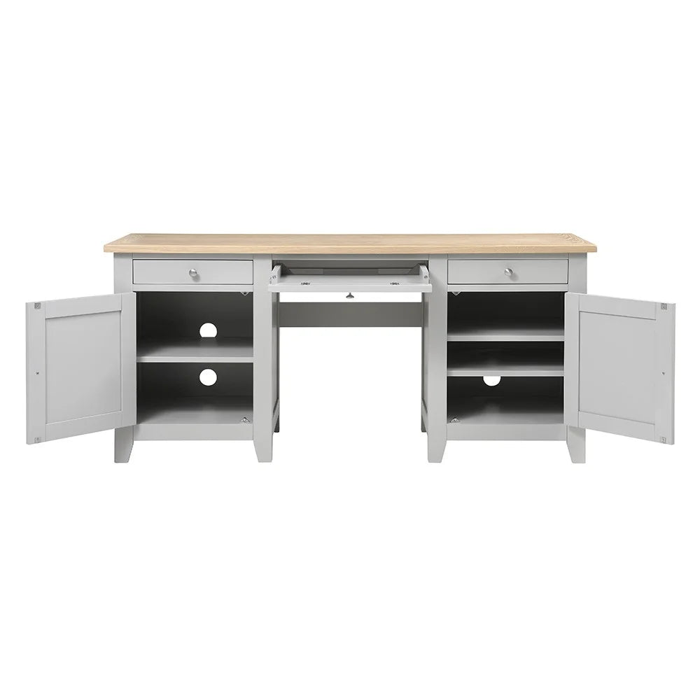 Chester Dove Grey Double Pedestal Desk furniture delivered