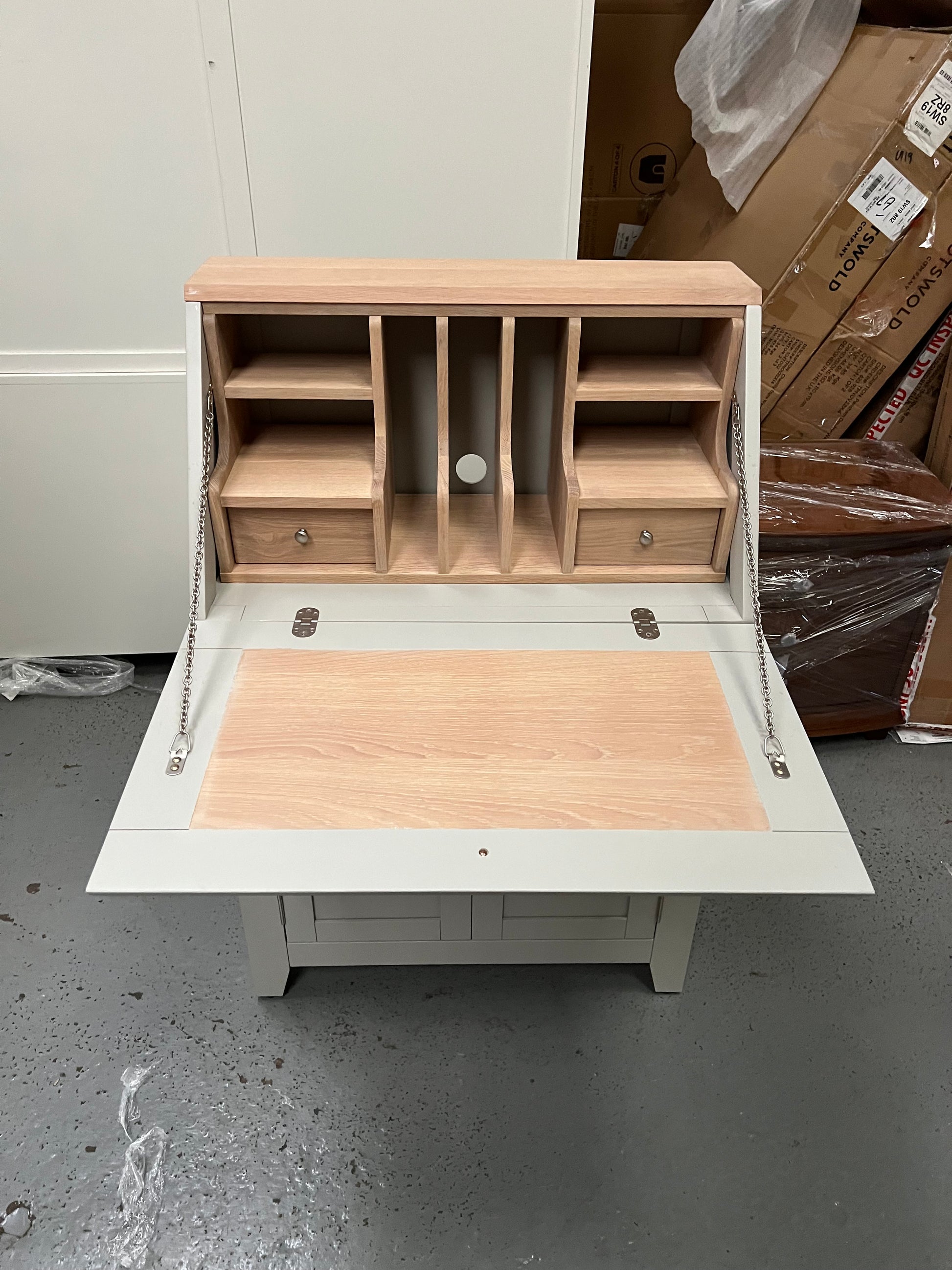 CHESTER DOVE GREY Writing Bureau Quality Furniture Clearance Ltd