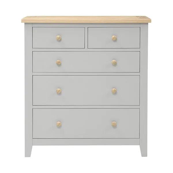 CHESTER DOVE GREY 5 Drawer Chest Quality Furniture Clearance Ltd