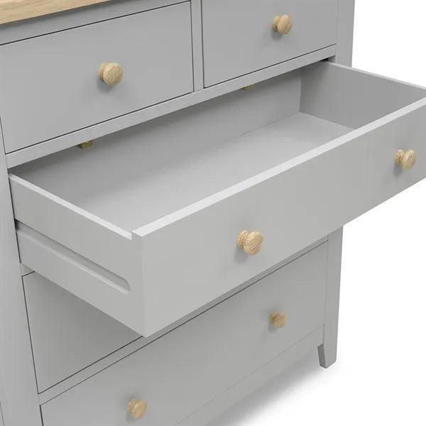 CHESTER DOVE GREY 5 Drawer Chest Quality Furniture Clearance Ltd