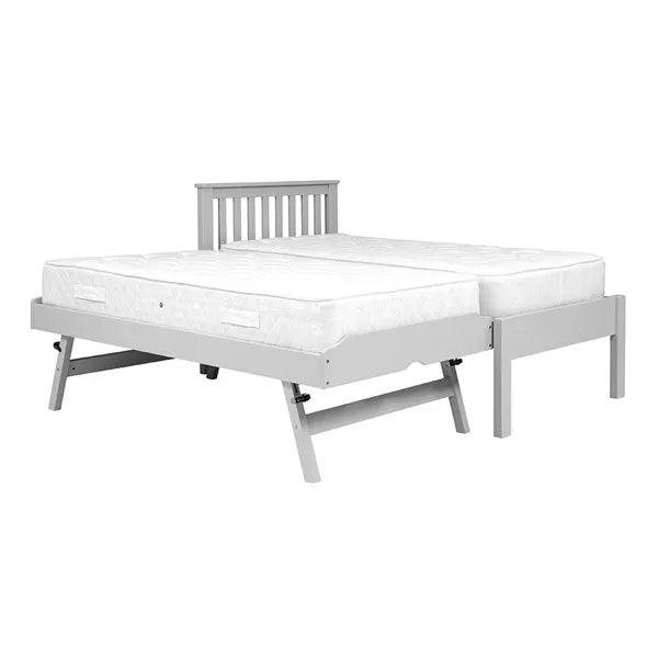 PENSHAM DOVE GREY Guest Bed and Trundle with Two Mattresses Quality Furniture Clearance Ltd