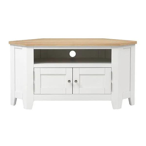 CHESTER PURE WHITE Corner TV Stand up to 55
