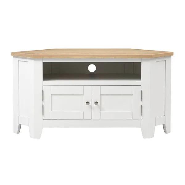 CHESTER PURE WHITE Corner TV Stand up to 55
