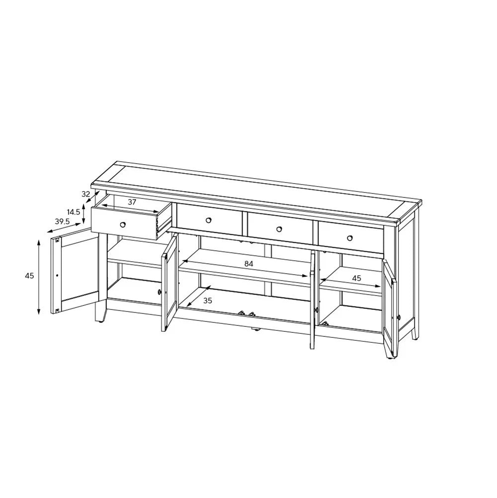 Chester Dove Grey Extra Large Sideboard Quality Furniture Clearance Ltd