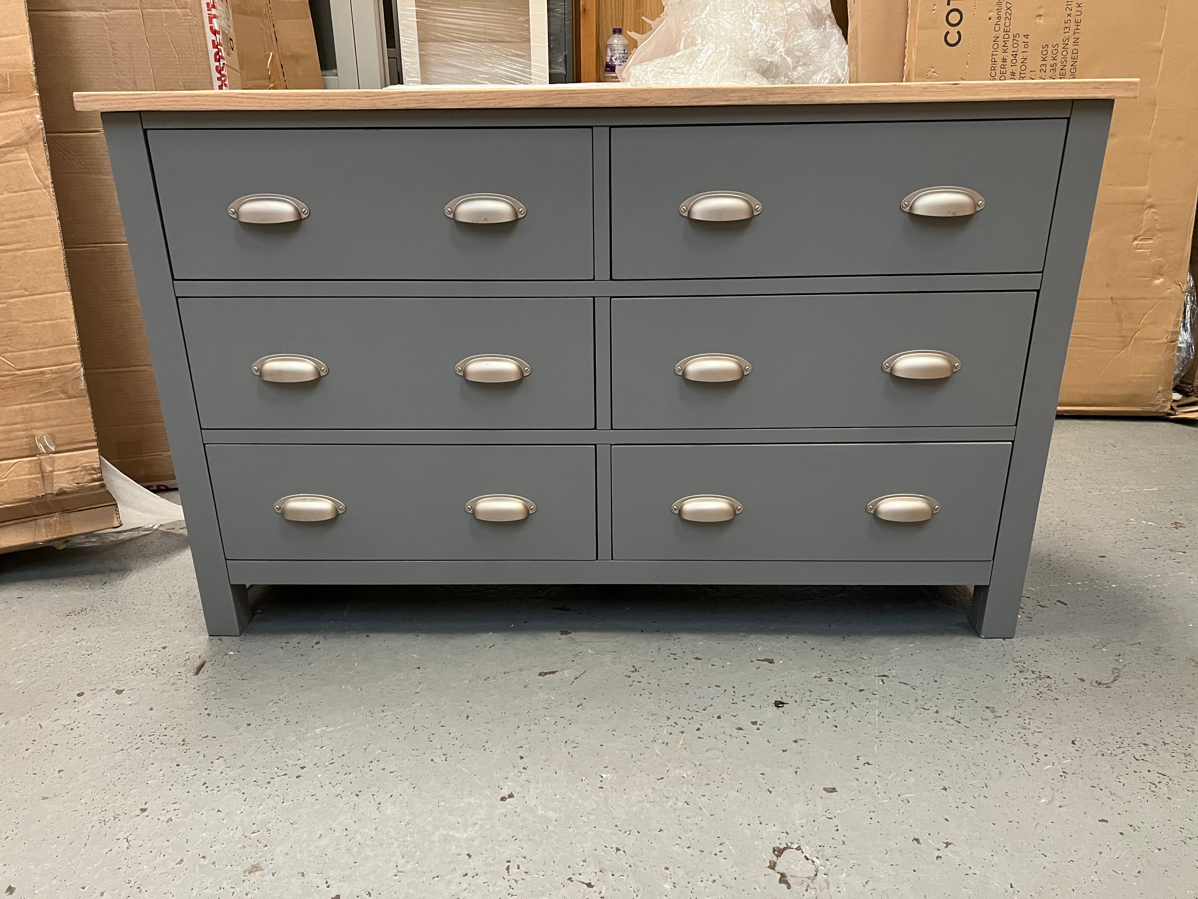 Storm Grey 6 Drawer Low and Wide Chest/sideboard. furniture delivered