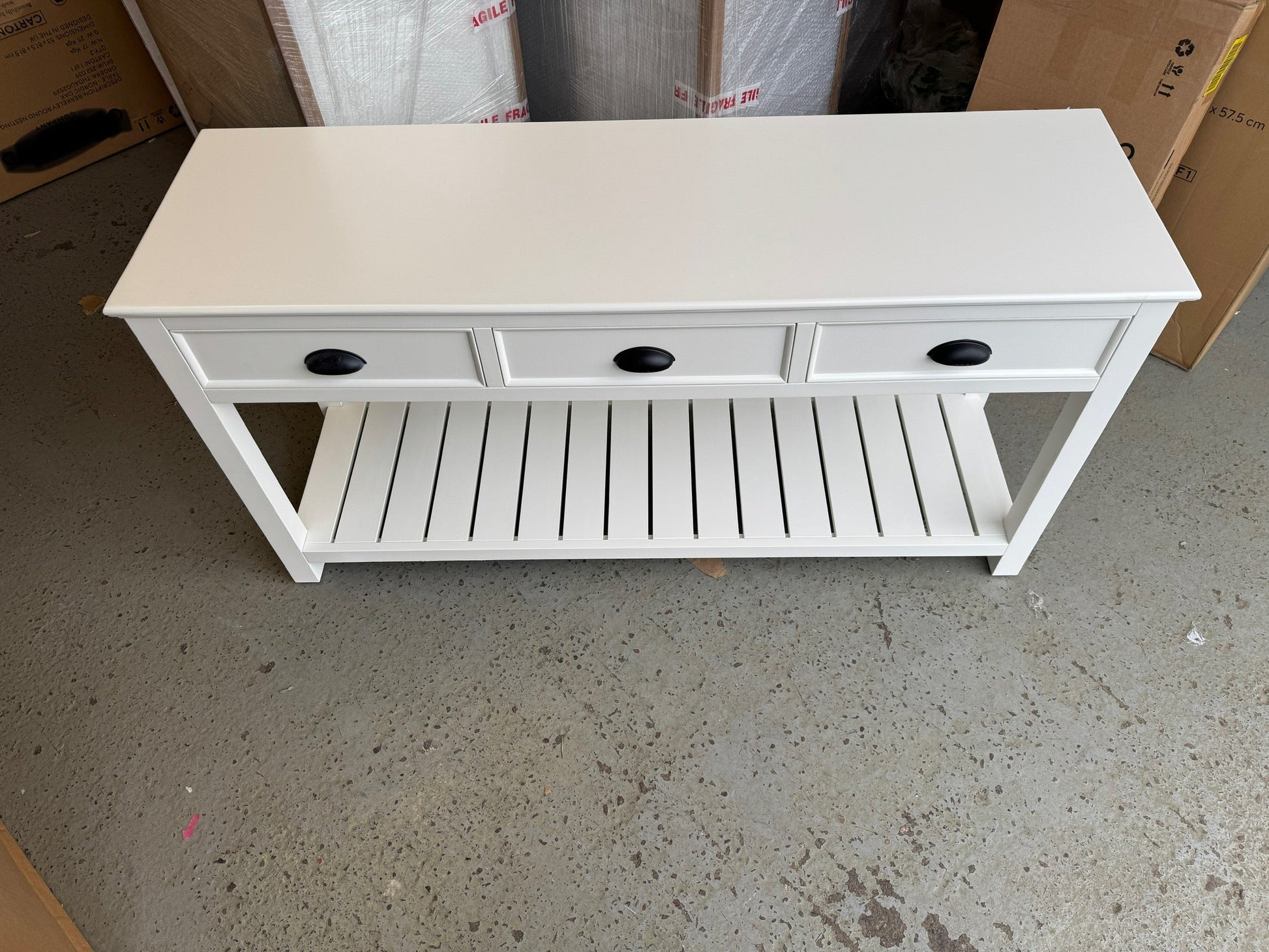STOW WARM WHITE Extra Large Console Table Quality Furniture Clearance Ltd